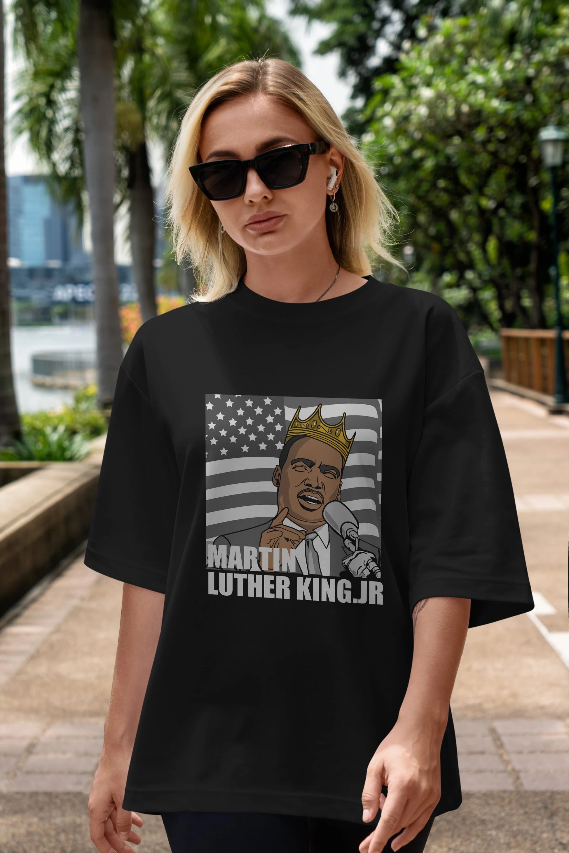 Luther King Ön Baskılı Oversize t-shirt Erkek Kadın Unisex %100 Pamuk tişort