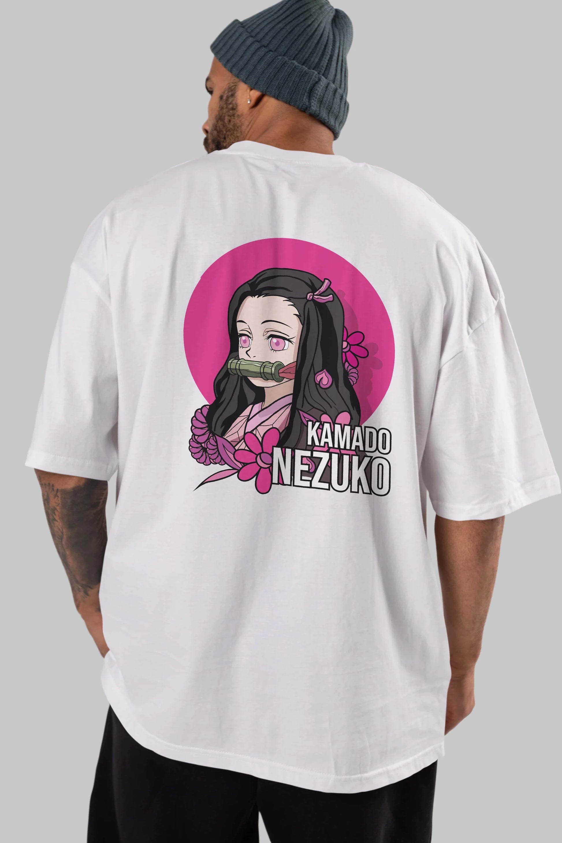 Nezuko Kamado 2 Anime Arka Baskılı Oversize t-shirt Erkek Kadın Unisex