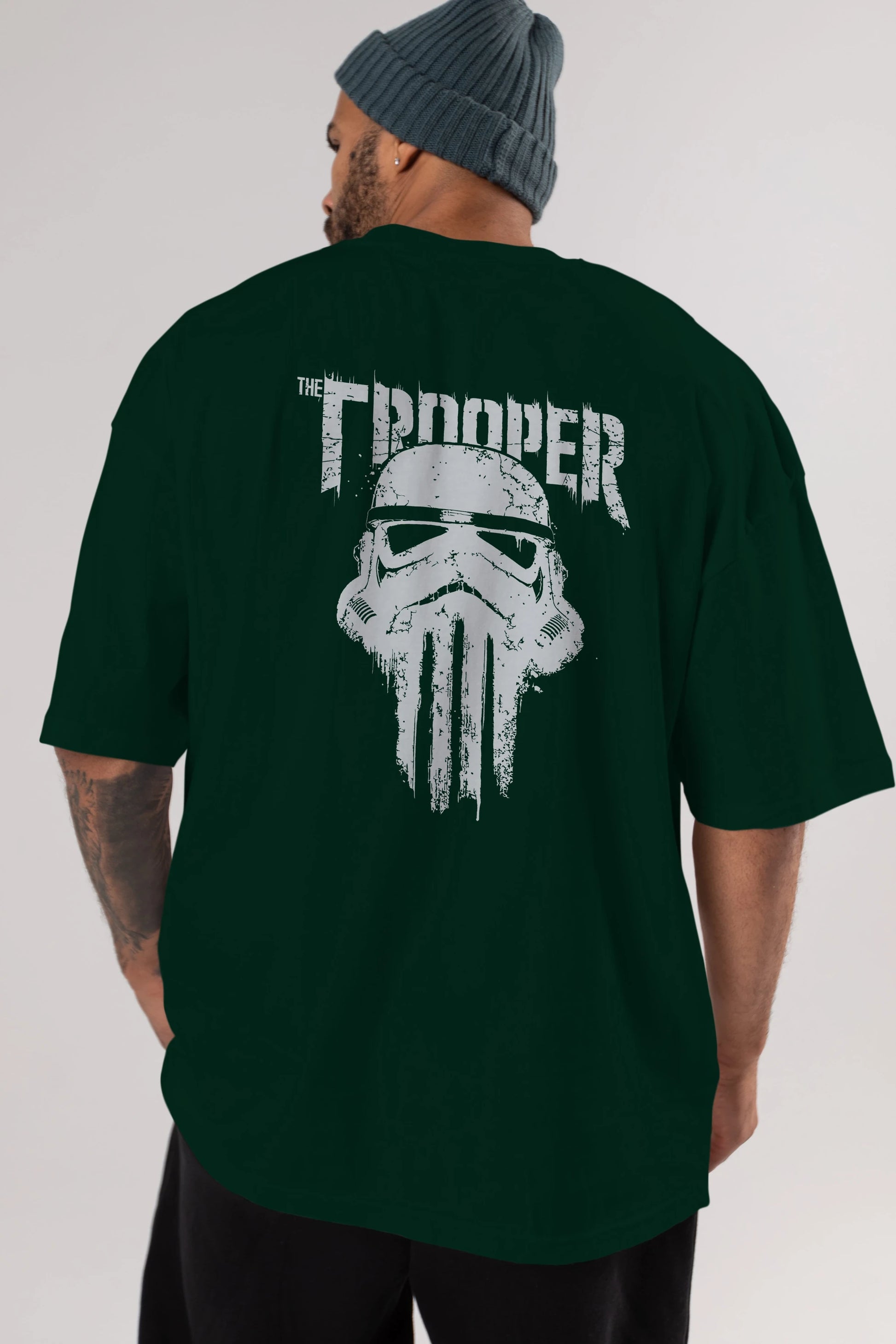 The Trooper Arka Baskılı Oversize t-shirt Erkek Kadın Unisex %100 Pamuk Bisiklet Yaka tişort