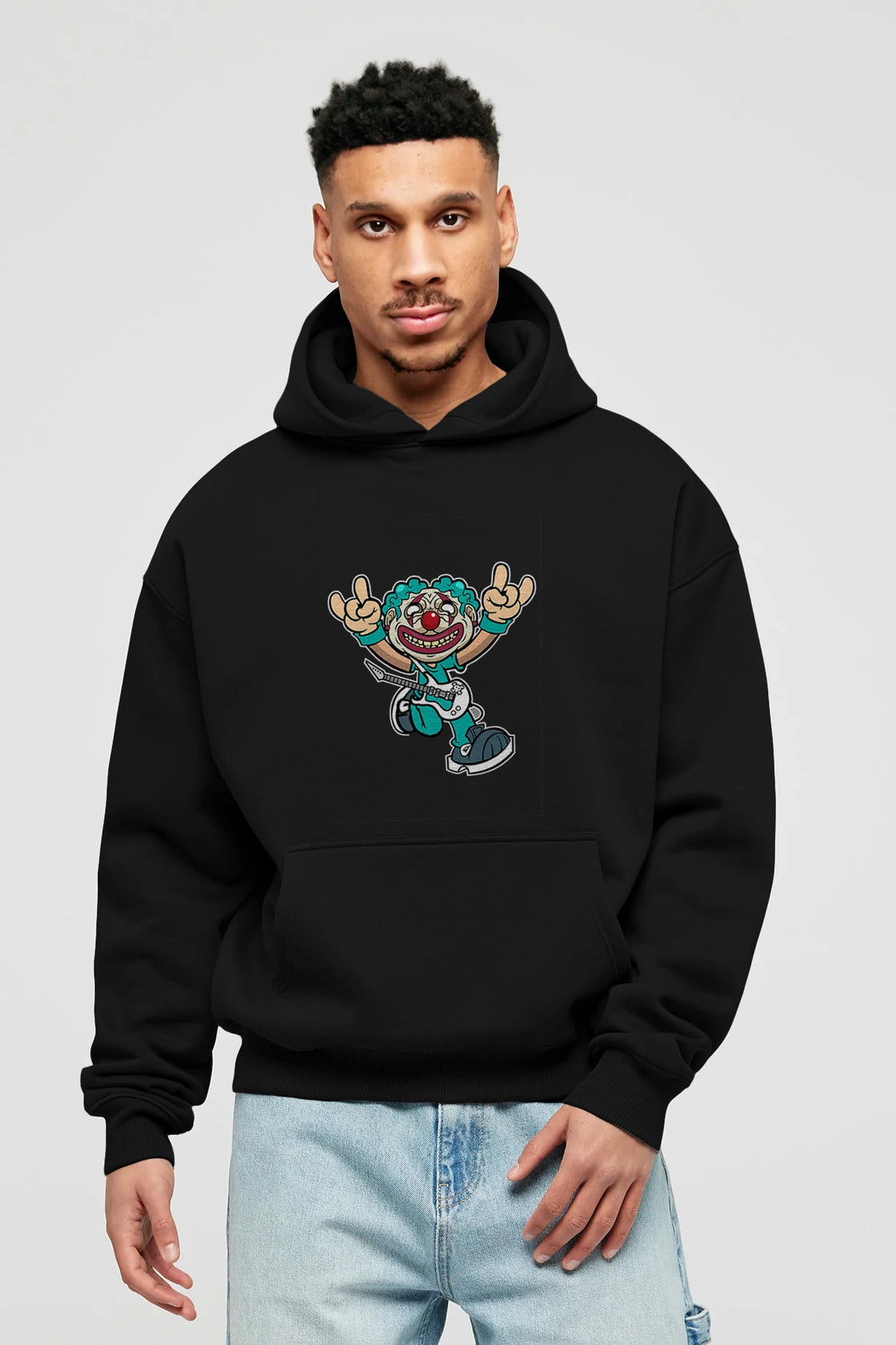 Clown Punk Ön Baskılı Hoodie Oversize Kapüşonlu Sweatshirt Erkek Kadın Unisex