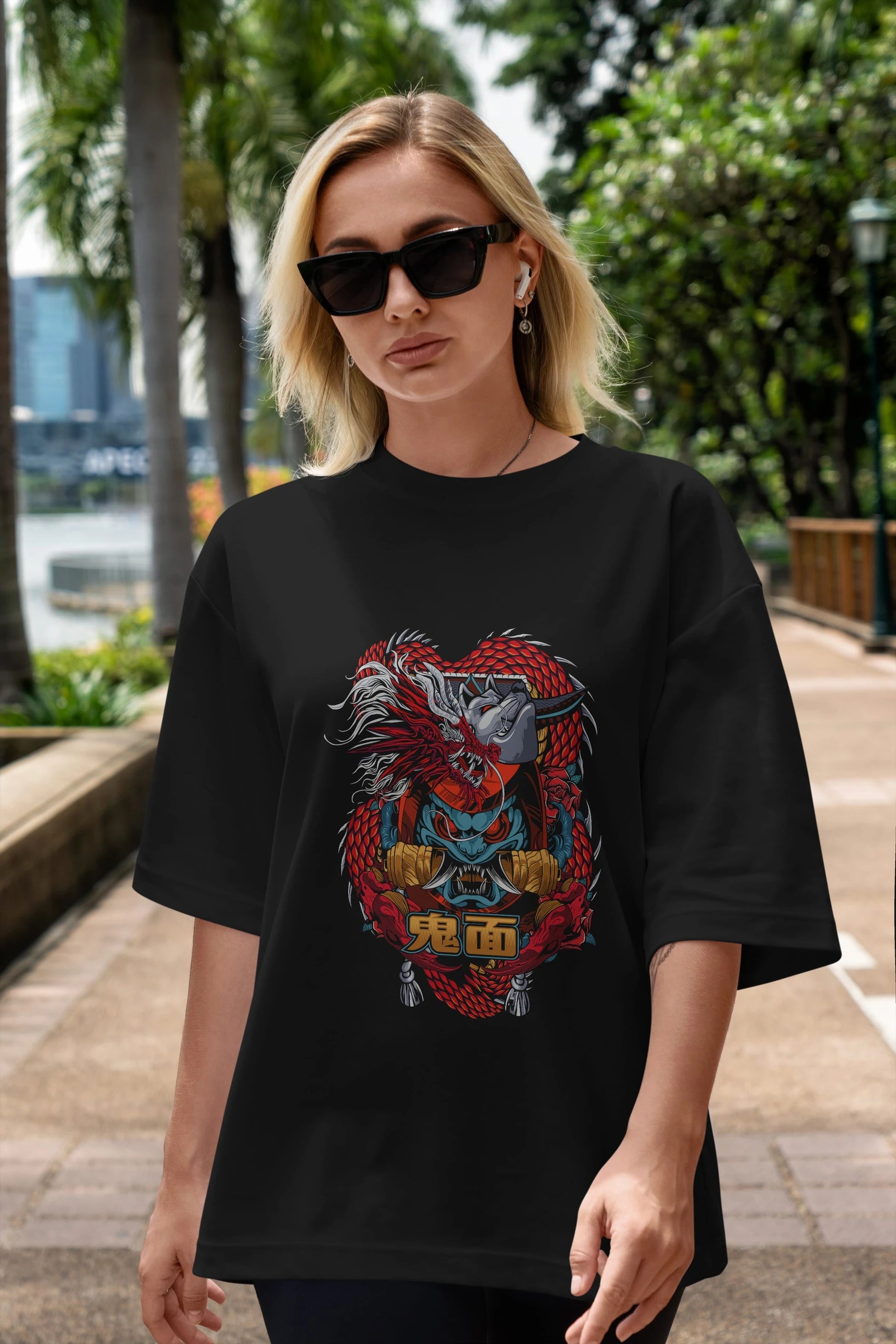 TRIBAL Anime Ön Baskılı Oversize t-shirt %100 pamuk Erkek Kadın Unisex