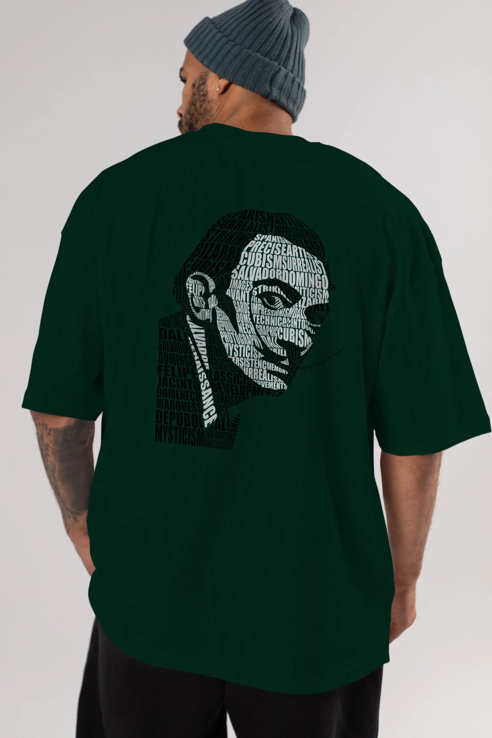 Salvador Dali Calligram Arka Baskılı Oversize t-shirt %100 pamuk Erkek Kadın Unisex