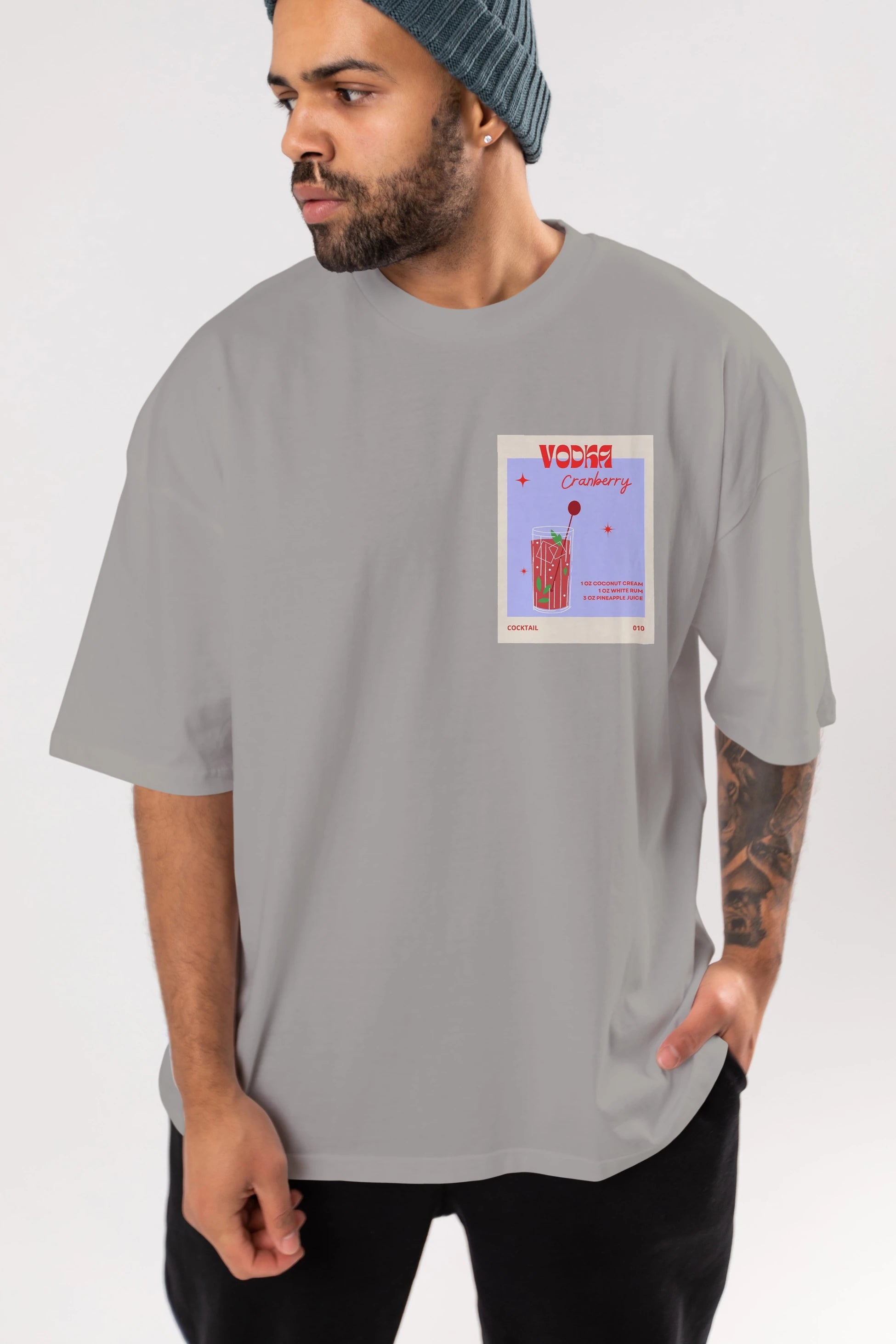 Vodka Cranberry Ön Sol Baskılı Oversize t-shirt Erkek Kadın Unisex %100 Pamuk Bisiklet Yaka tişort
