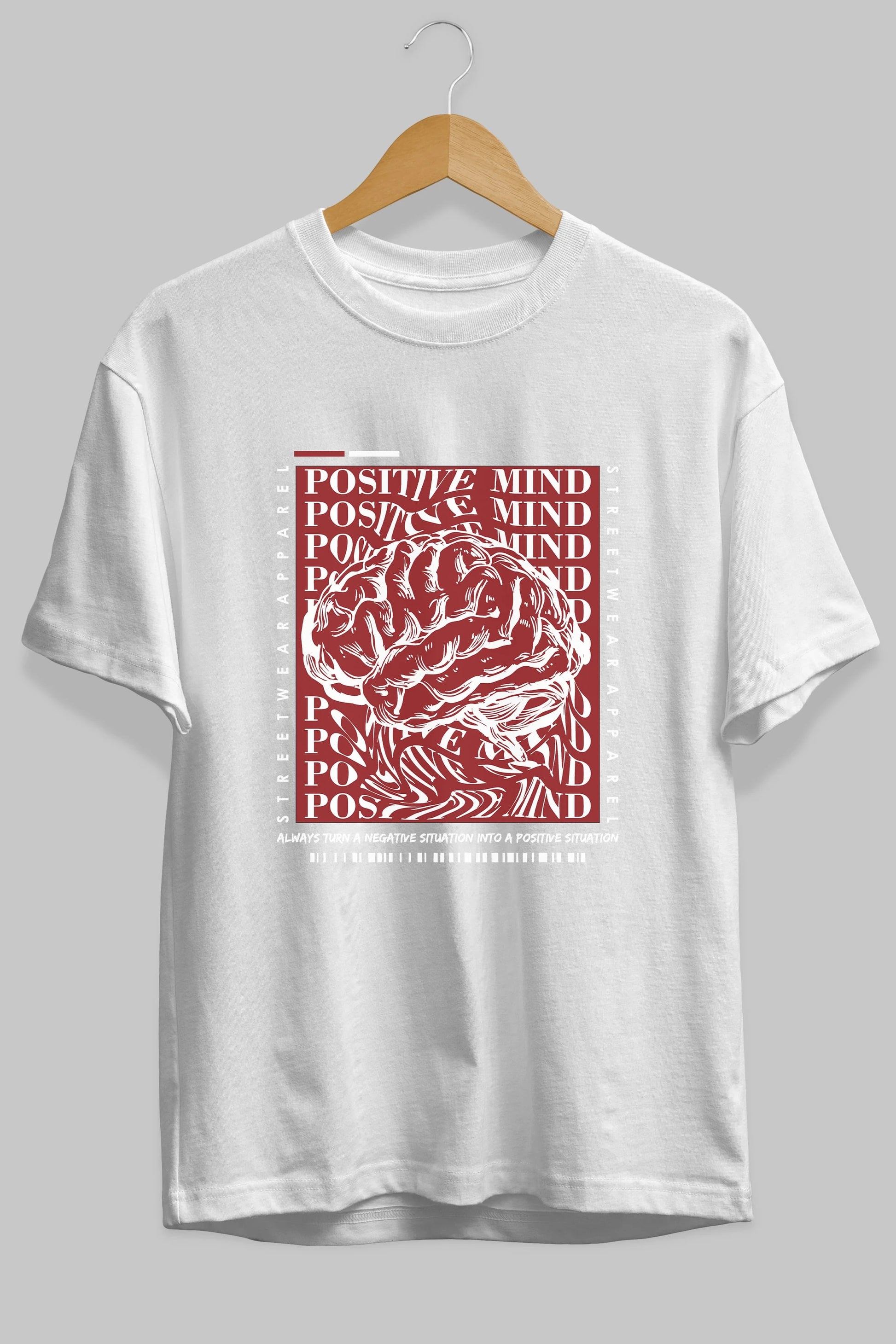 Positive Mind Ön Baskılı Oversize t-shirt Erkek Kadın Unisex
