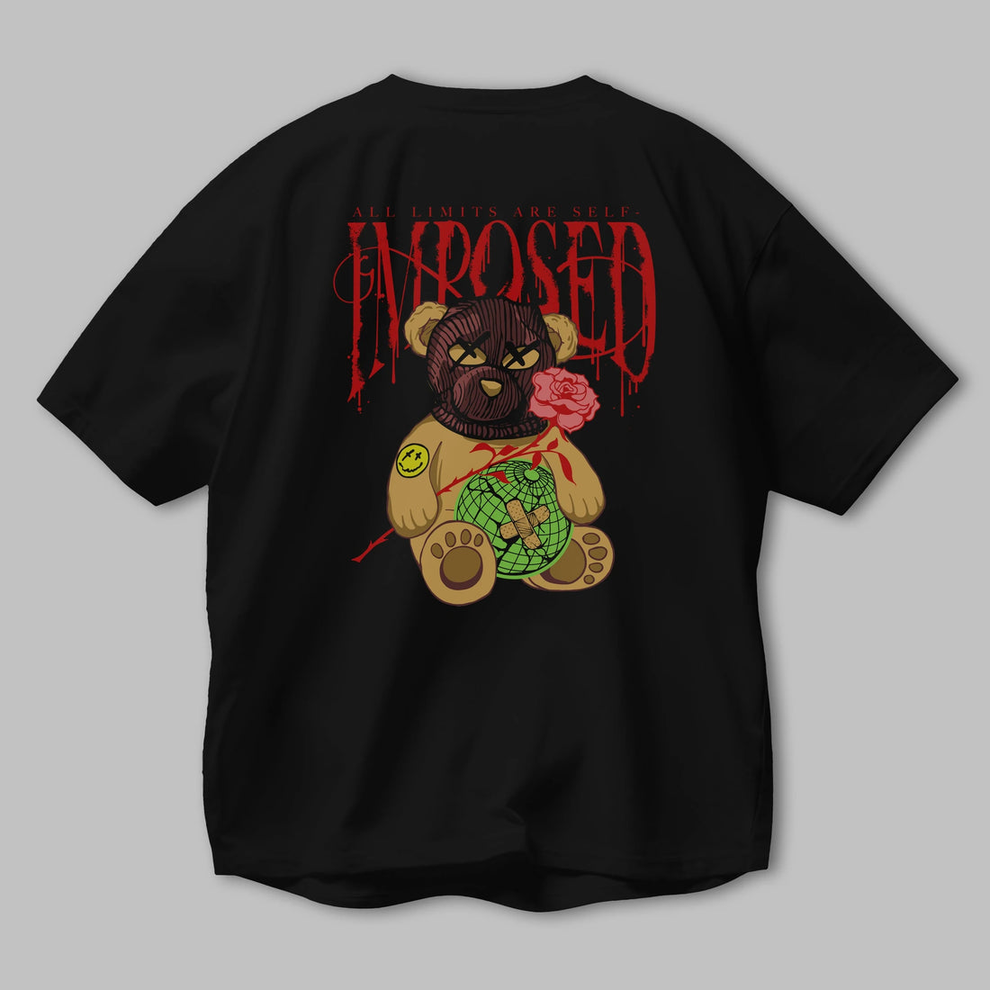 All Limits Bear Arka Baskılı Oversize t-shirt Erkek Kadın Unisex