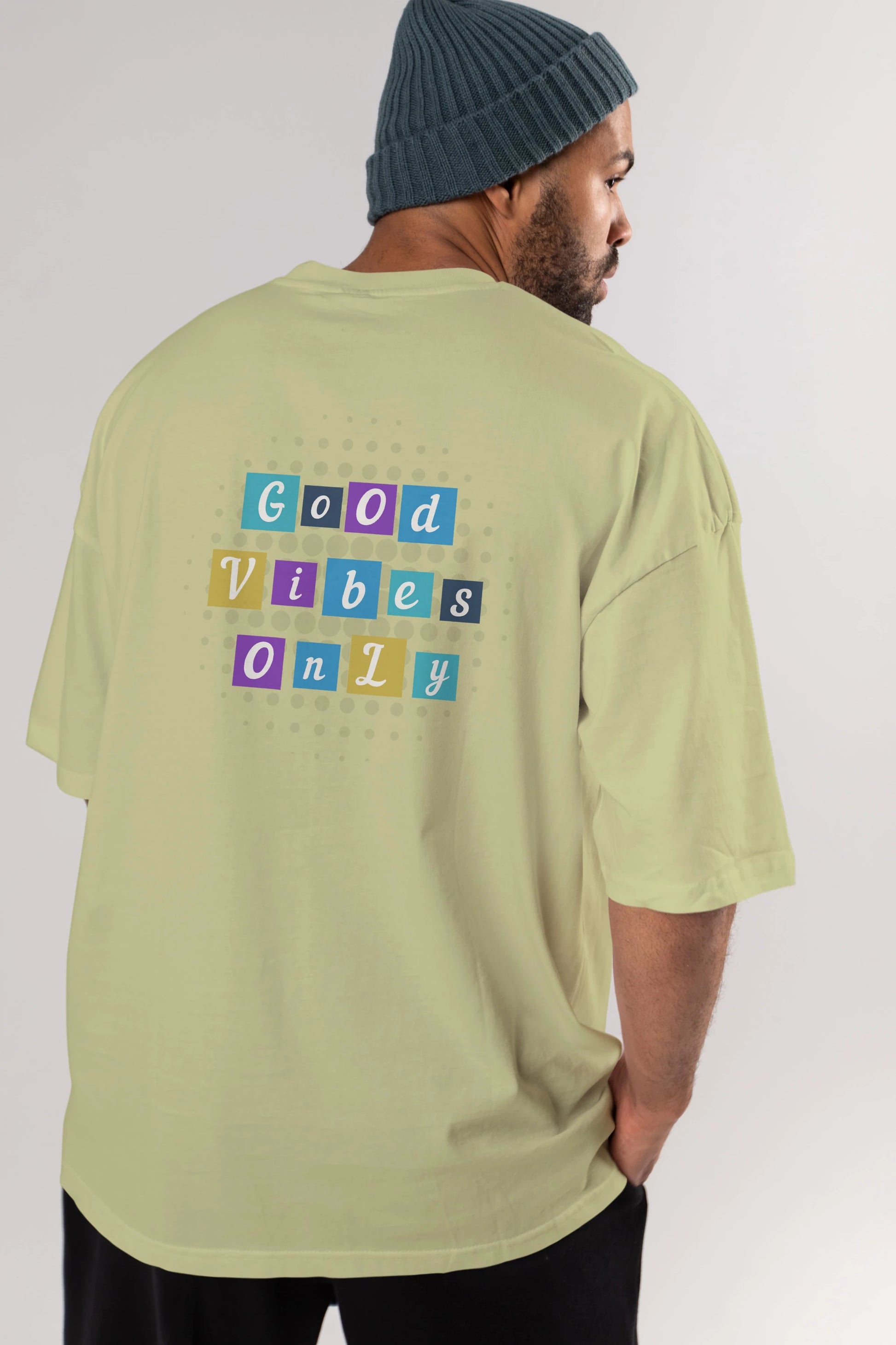 Good Vibes Only Yazılı 3 Arka Baskılı Oversize t-shirt Erkek Kadın Unisex