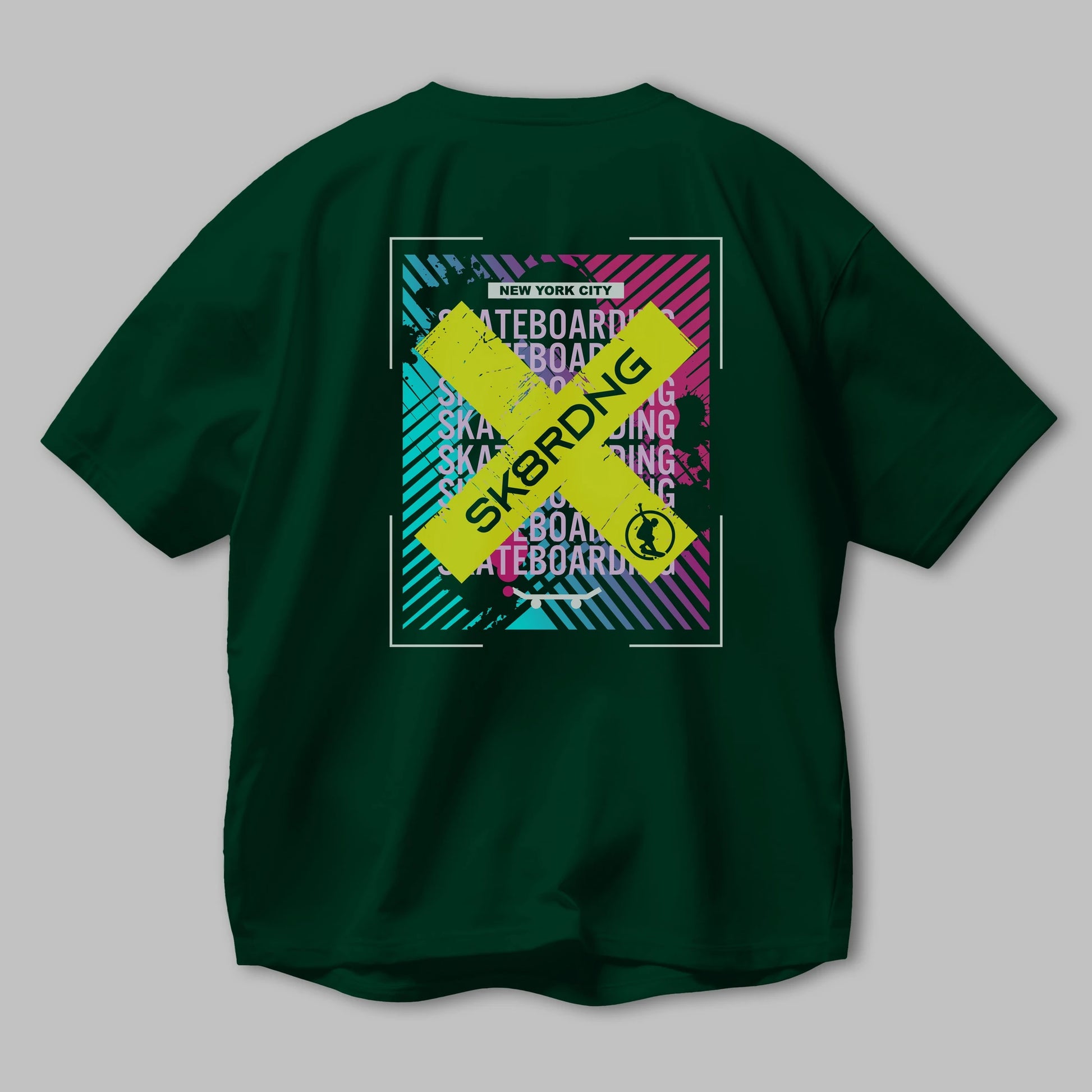 Skatebording Arka Baskılı Oversize t-shirt Erkek Kadın Unisex