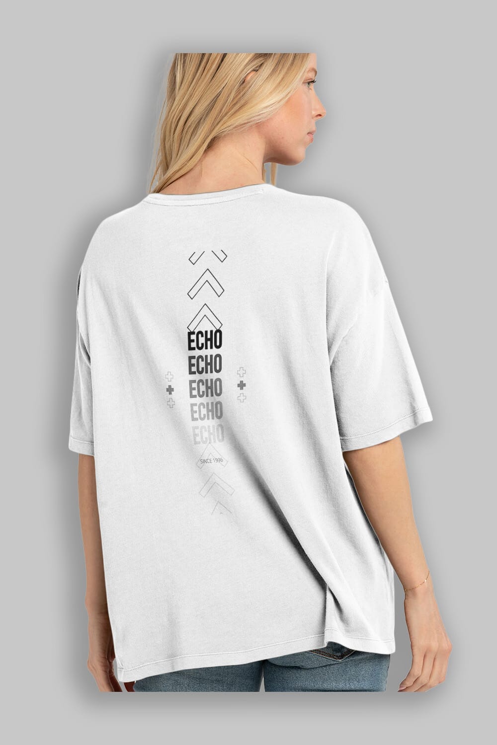 Echo Yazılı Arka Baskılı Oversize t-shirt Erkek Kadın Unisex