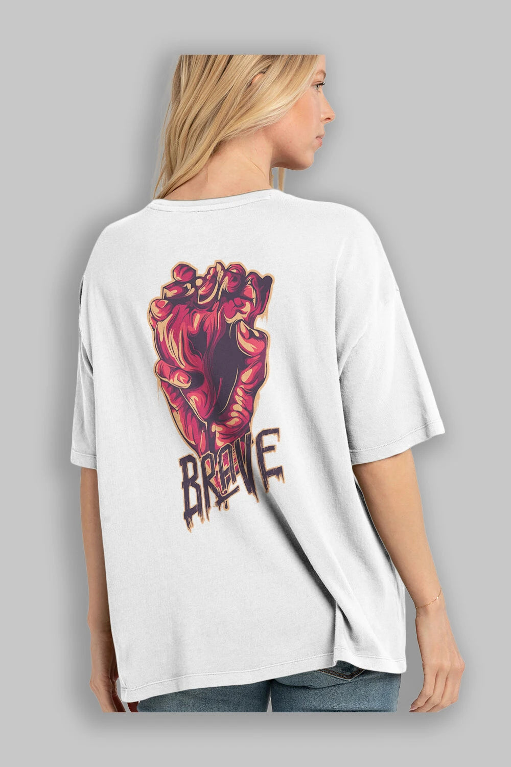 Brave Streetwear Arka Baskılı Oversize t-shirt Erkek Kadın Unisex