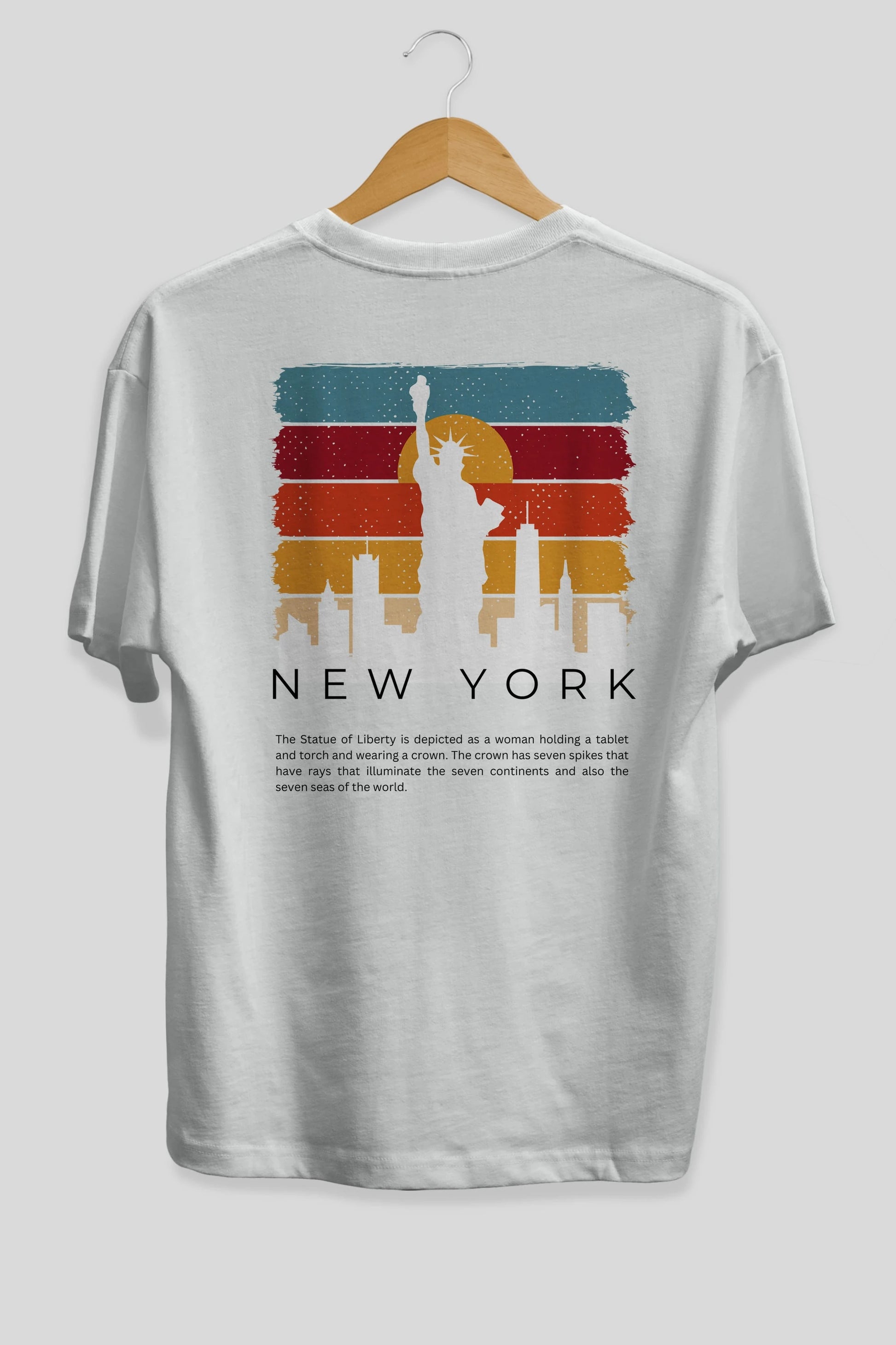 New York Yazılı Arka Baskılı Oversize t-shirt Erkek Kadın Unisex