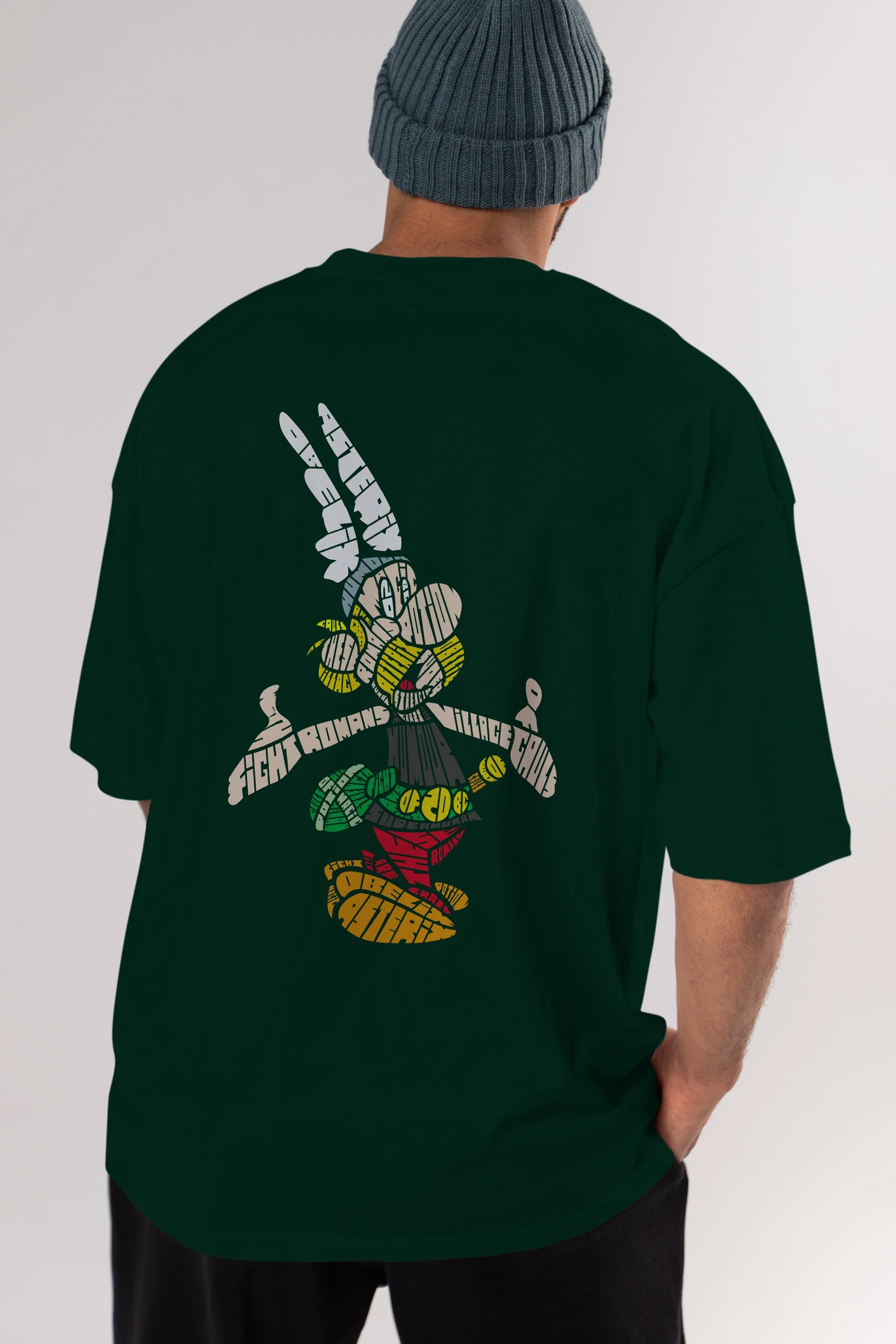 Asterix Arka Baskılı Oversize t-shirt %100 pamuk Erkek Kadın Unisex