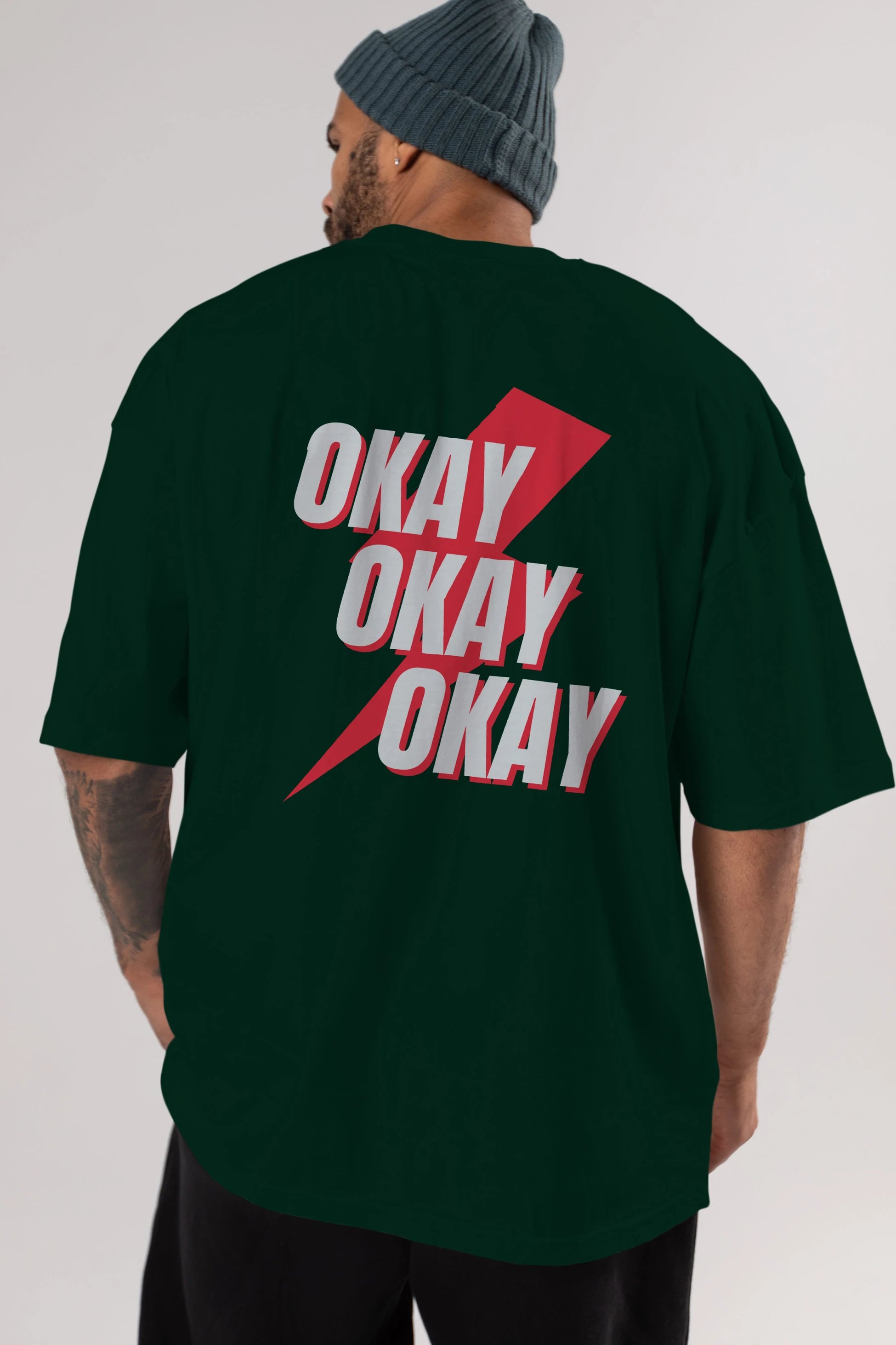 Okay Arka Baskılı Oversize t-shirt Erkek Kadın Unisex