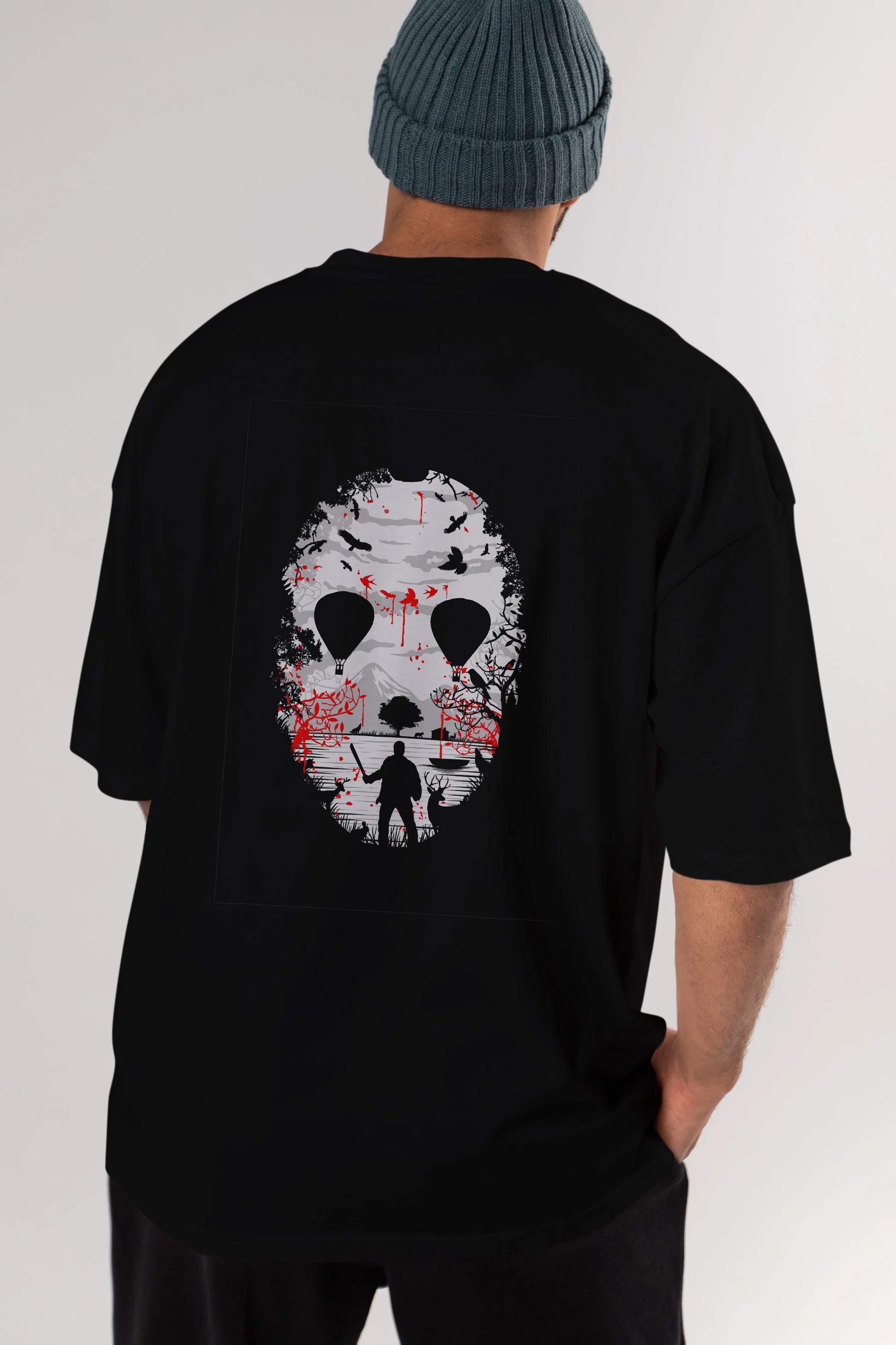 Crystal Lake Arka Baskılı Oversize t-shirt %100 pamuk Erkek Kadın Unisex