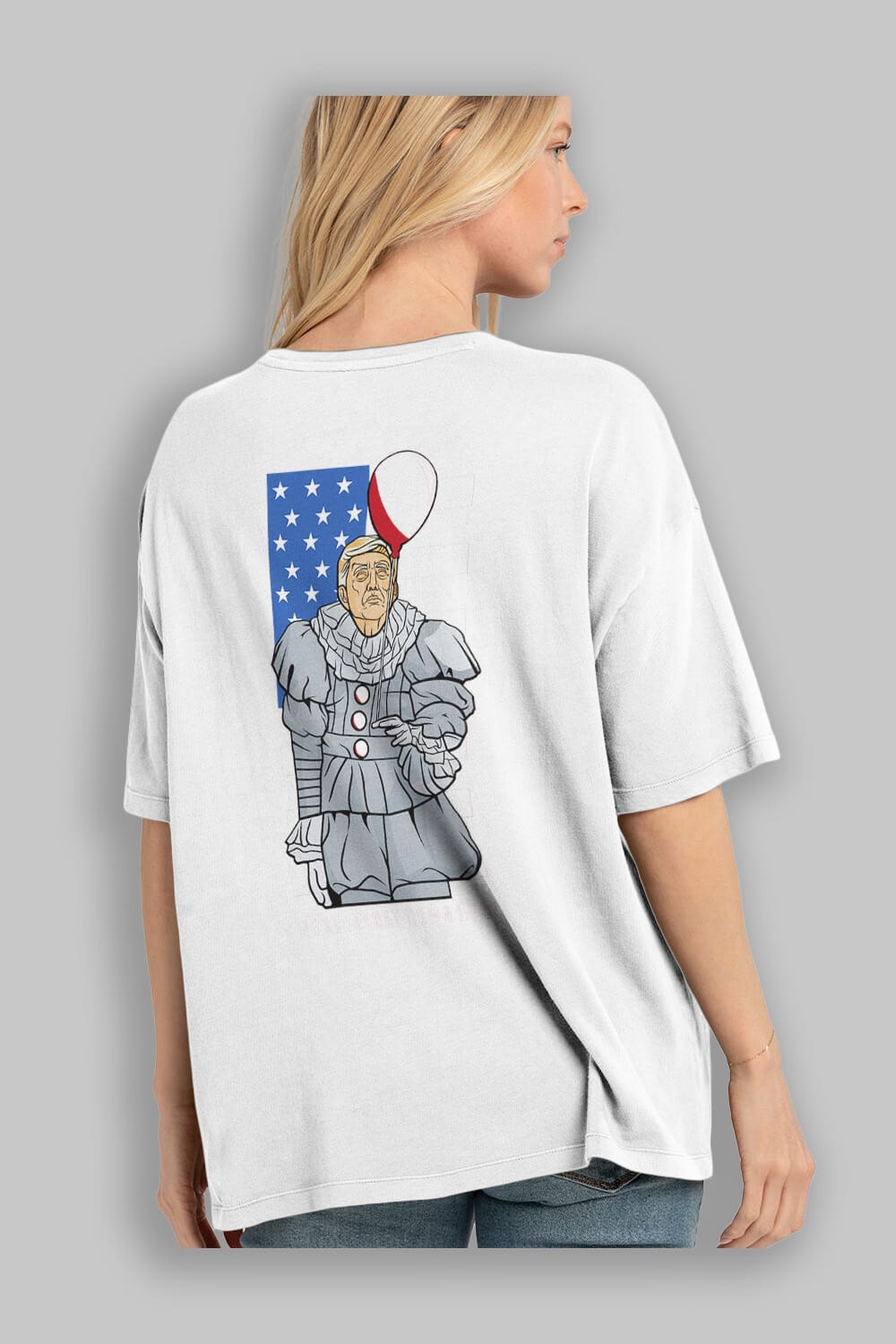 It Trump Arka Baskılı Oversize t-shirt Erkek Kadın Unisex %100 Pamuk tişort