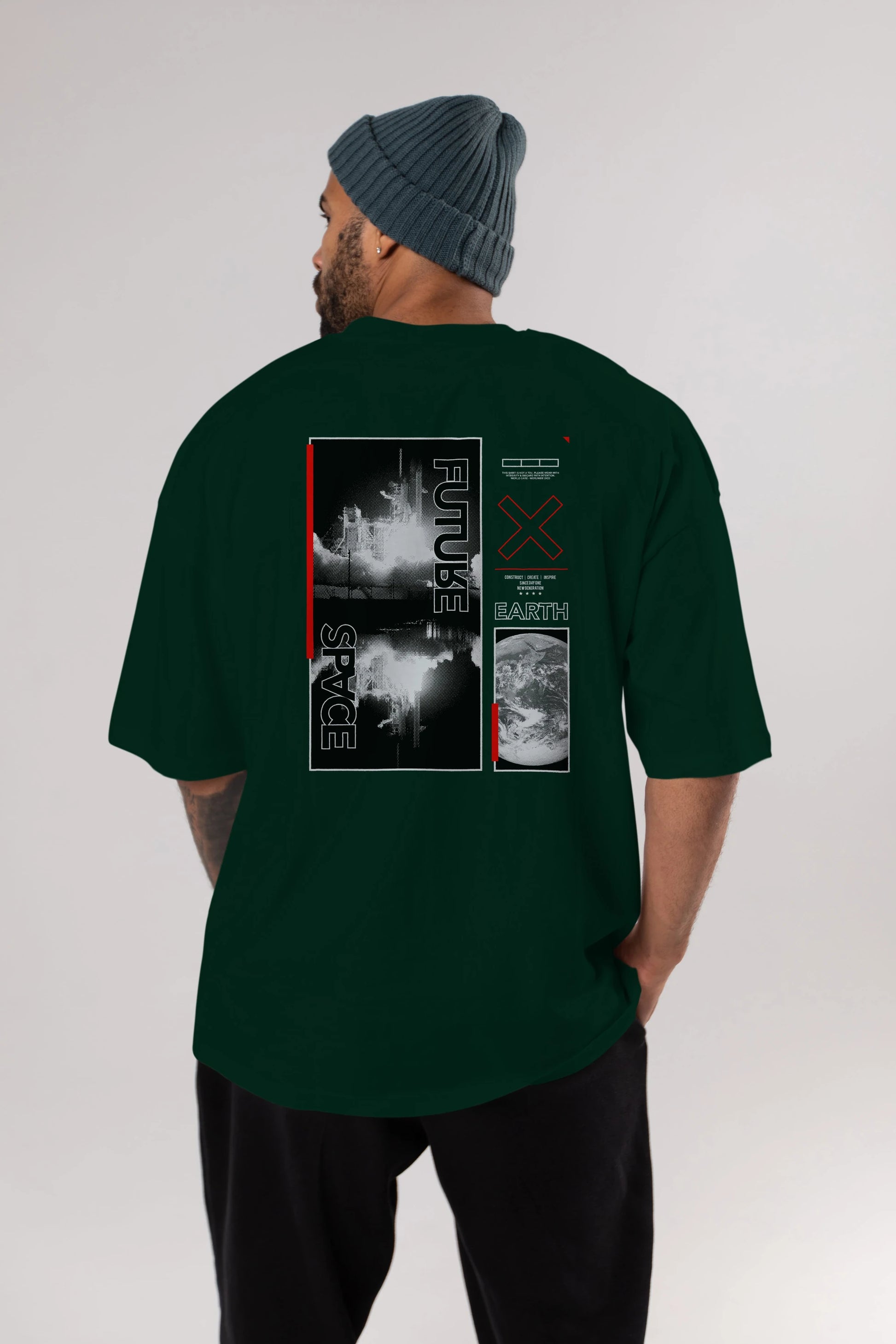 Future Space Arka Baskılı Oversize t-shirt Erkek Kadın Unisex