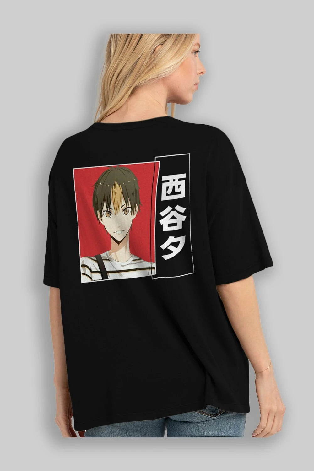 Yuu Nishinoya 1 Anime Arka Baskılı Oversize t-shirt Erkek Kadın Unisex