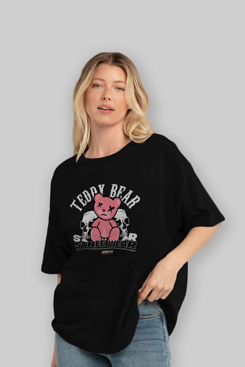 Teddy Bear Streetwear 2 Ön Baskılı Oversize t-shirt Erkek Kadın Unisex