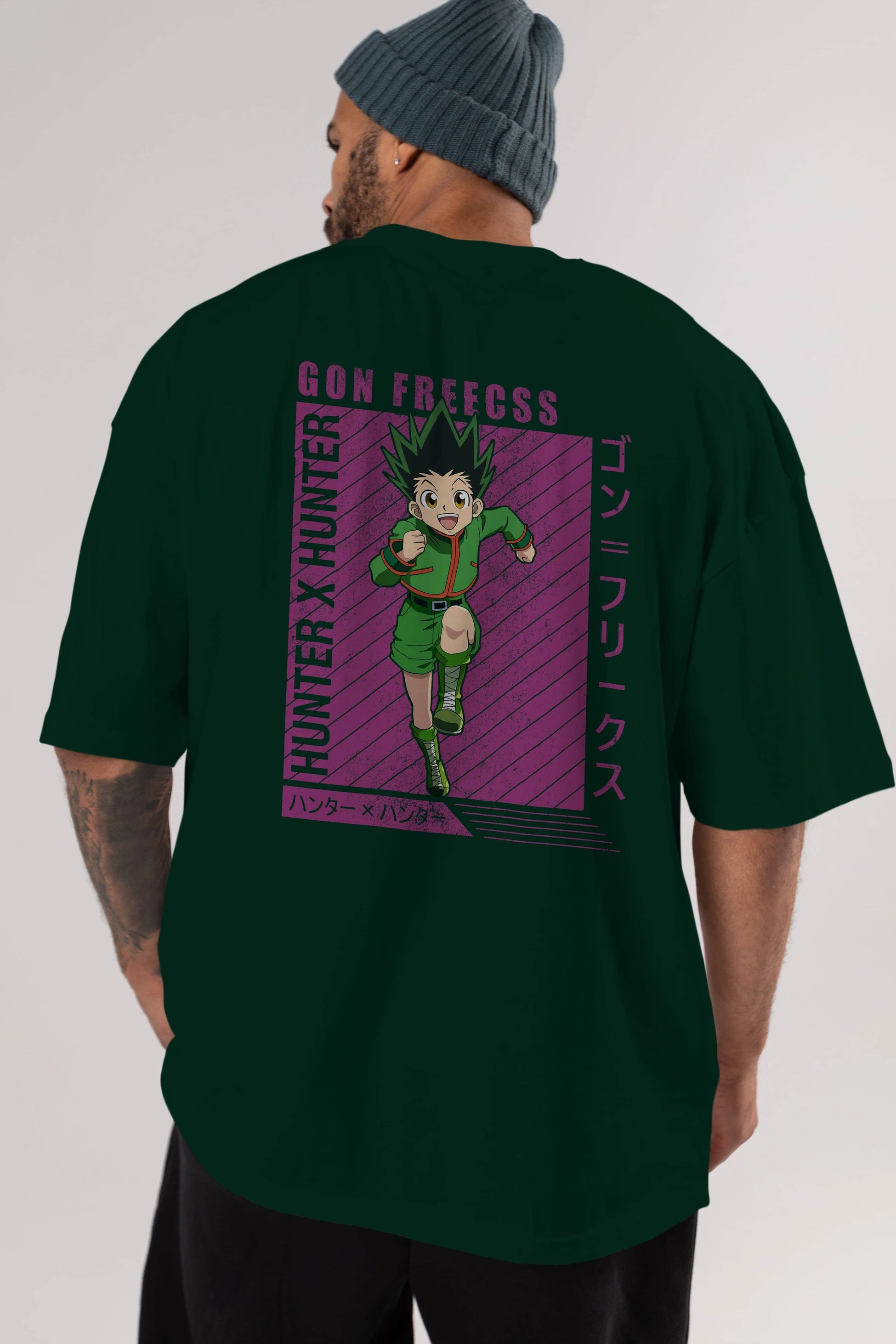 Gon Freecss HUNTER X HUNTER 3 Anime Arka Baskılı Oversize t-shirt Erkek Kadın Unisex