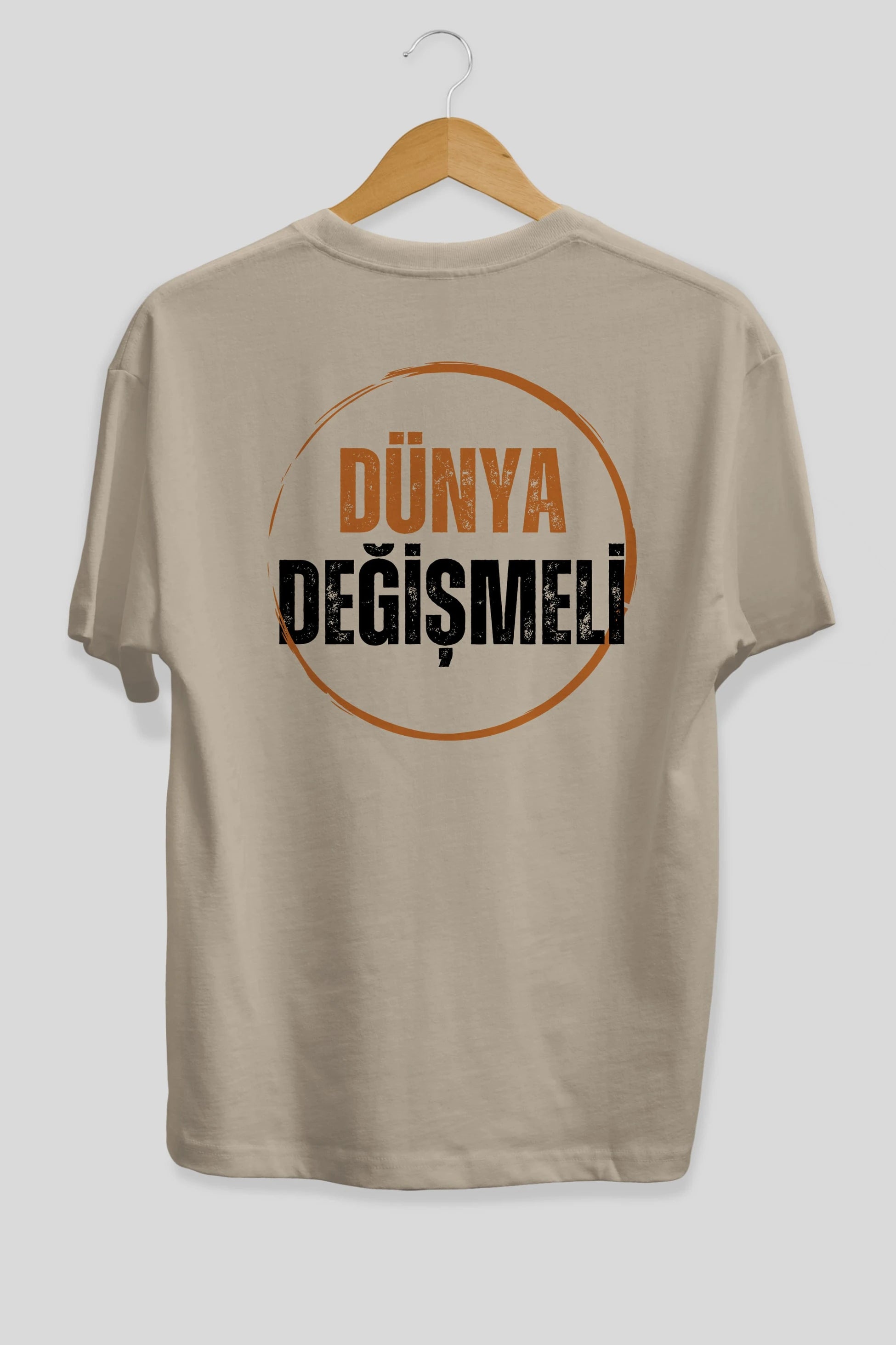 Dünya Değişmeli Yazılı Arka Baskılı Oversize t-shirt Erkek Kadın Unisex
