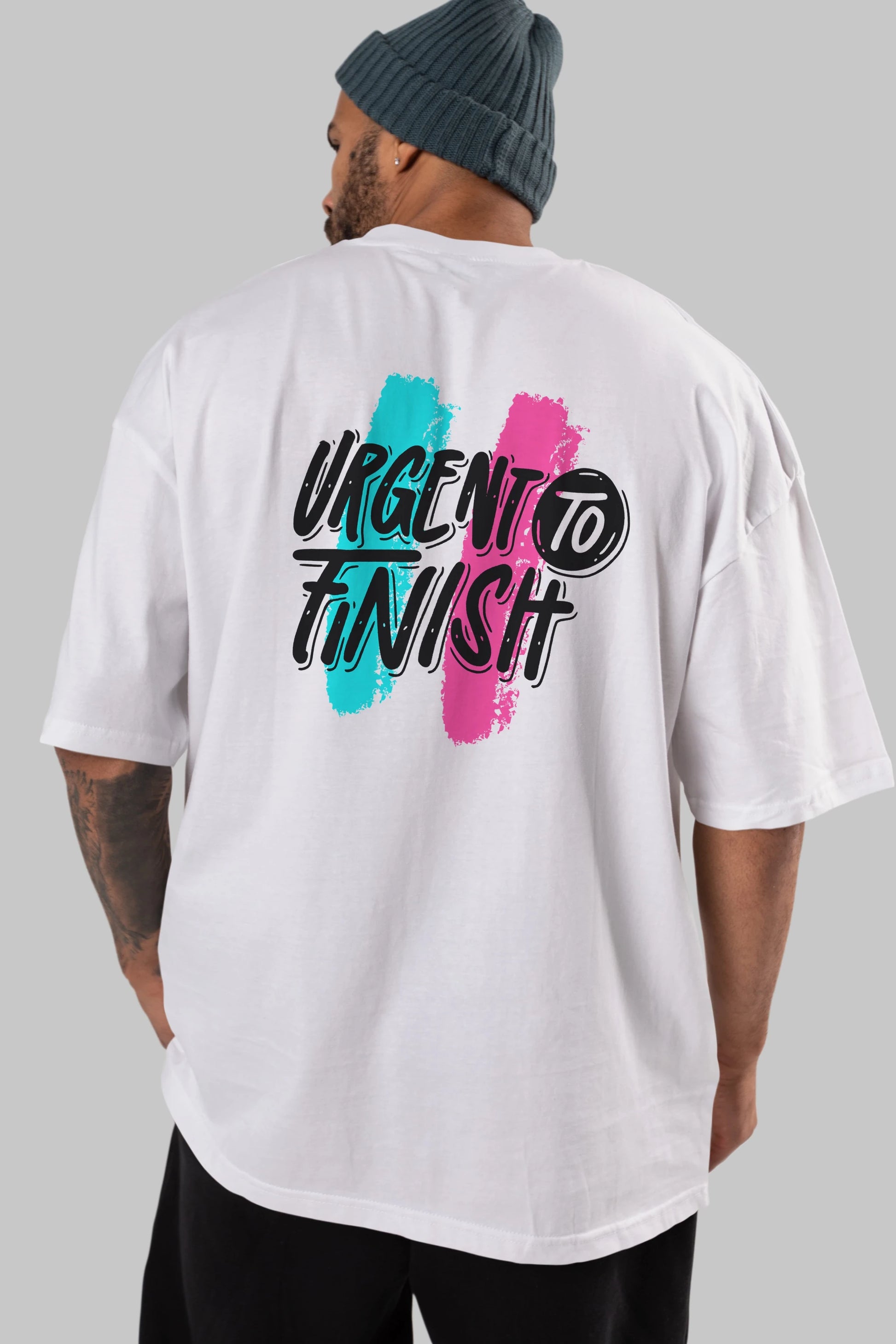 Urgent To Finish Arka Baskılı Oversize t-shirt Erkek Kadın Unisex