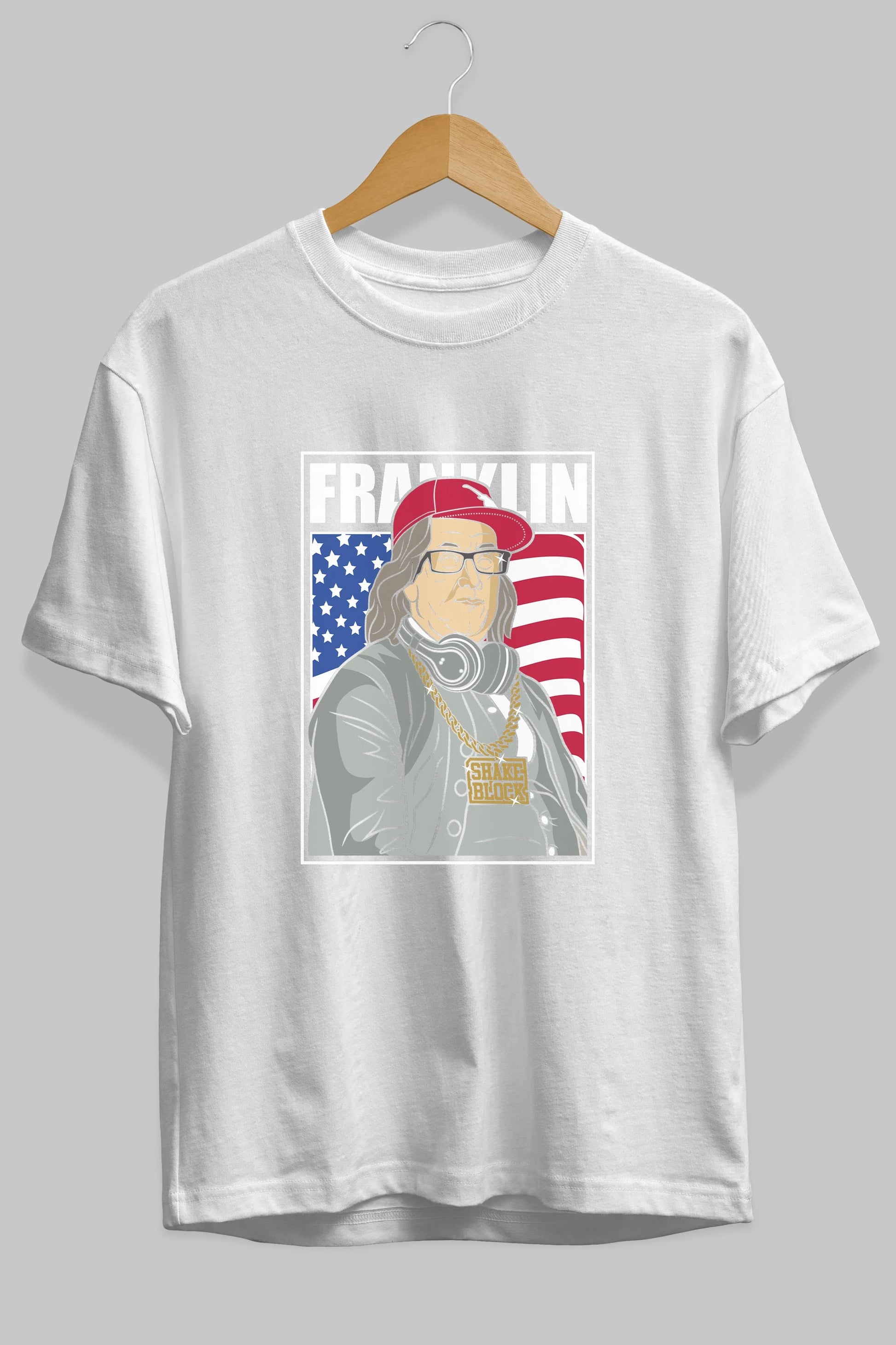 Franklin Rapper Ön Baskılı Oversize t-shirt Erkek Kadın Unisex %100 Pamuk tişort
