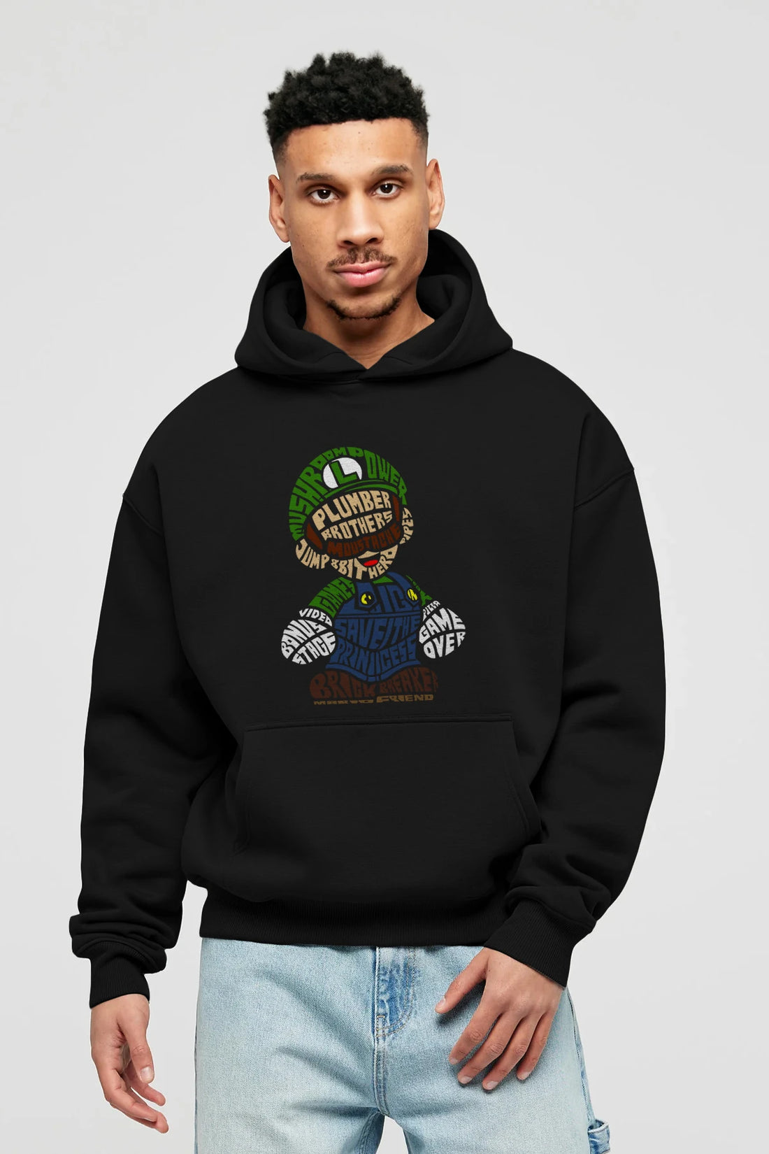 Plumber Brothers Ön Baskılı Hoodie Oversize Kapüşonlu Sweatshirt Erkek Kadın Unisex