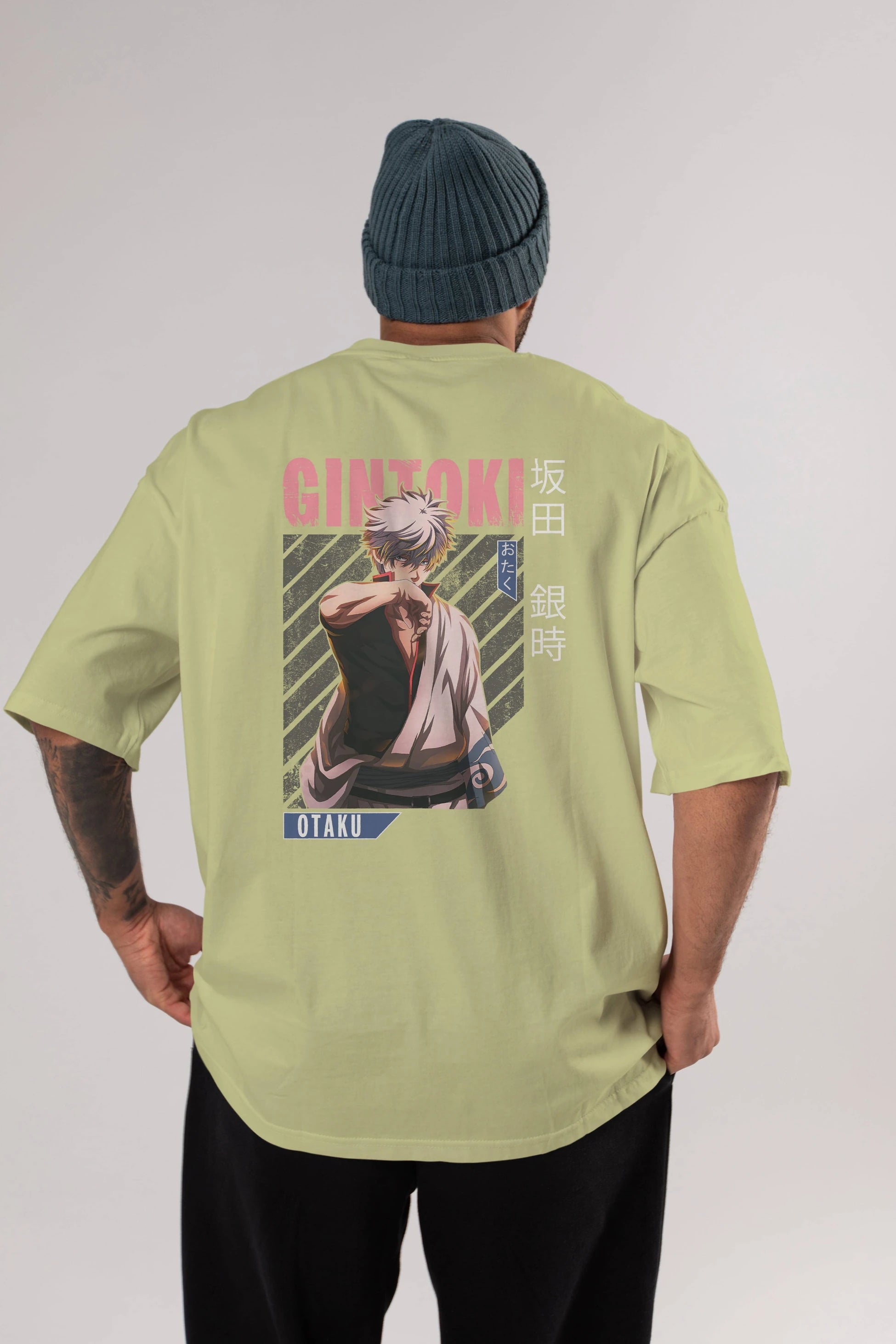 Gintoki Sakata Anime Arka Baskılı Oversize t-shirt Erkek Kadın Unisex