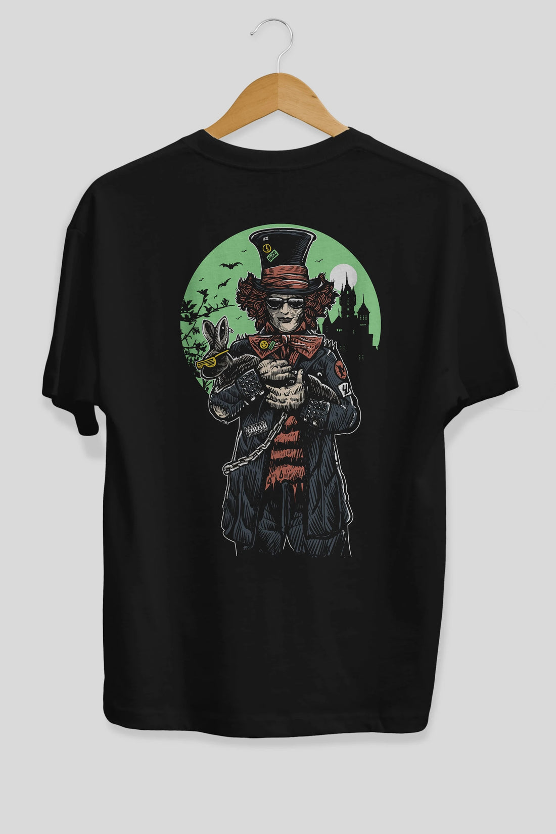 Mad Hatter Arka Baskılı Oversize t-shirt Erkek Kadın Unisex %100 Pamuk
