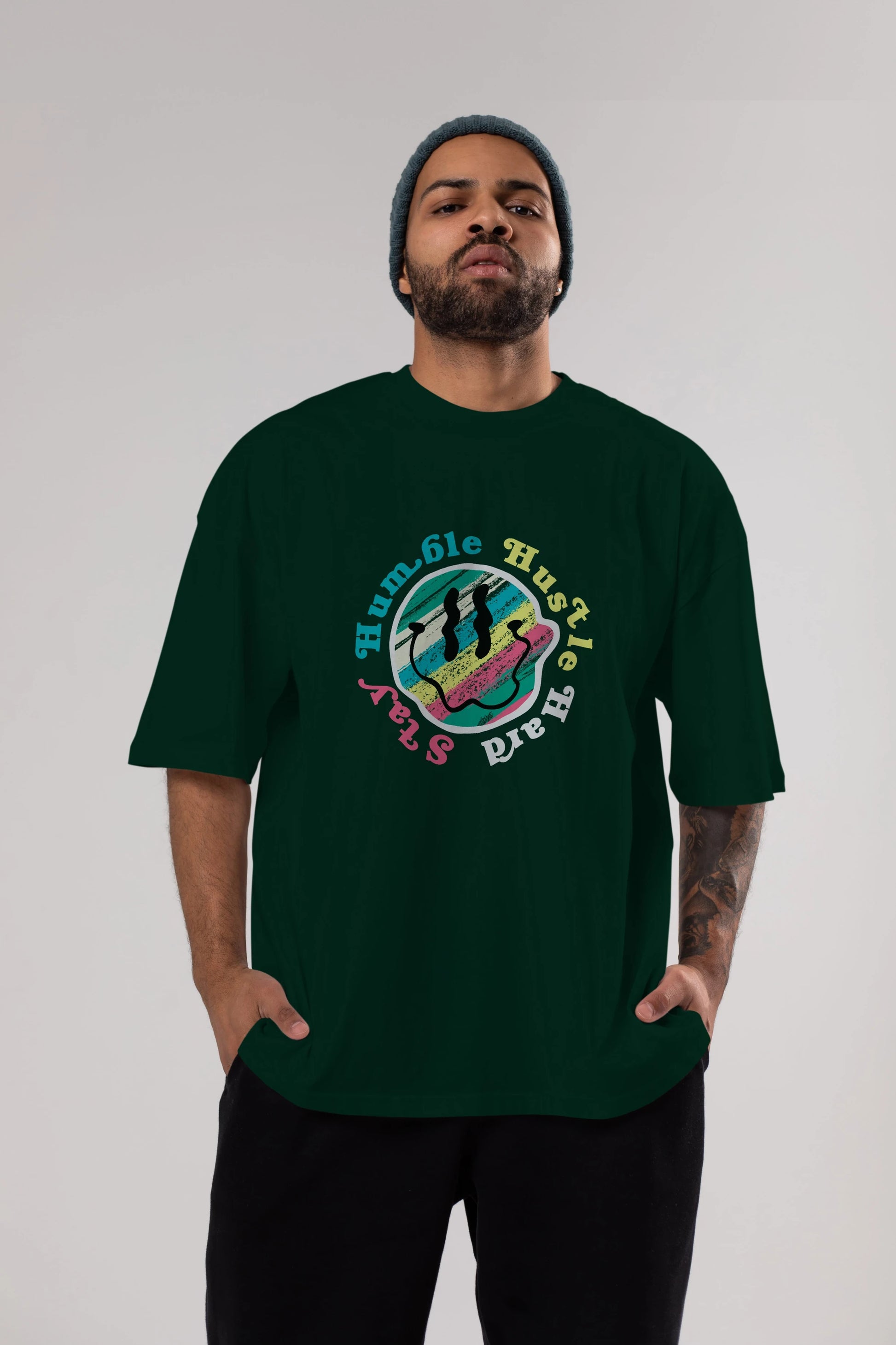 Stay Humble 2 Ön Baskılı Oversize t-shirt Erkek Kadın Unisex