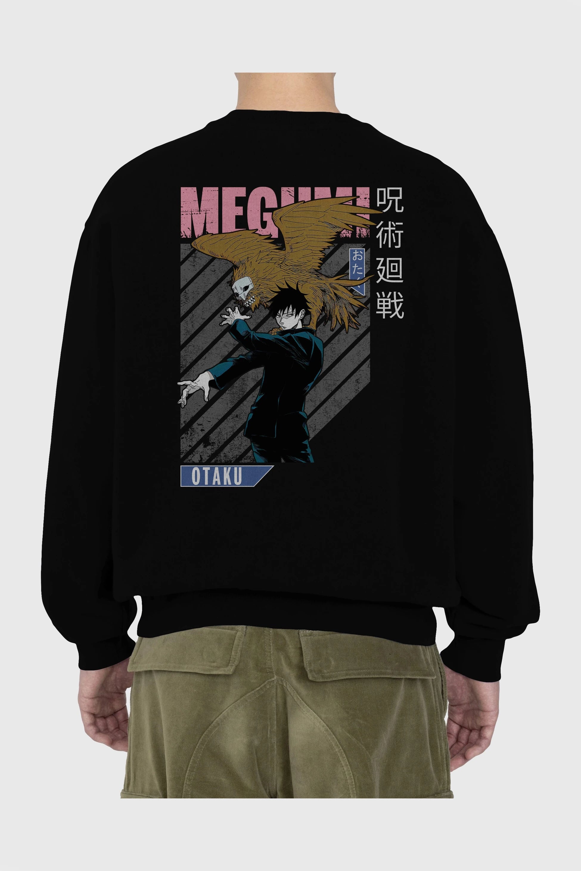 Megumi Fushiguro 2 Anime Arka Baskılı Oversize Sweatshirt Erkek Kadın Unisex