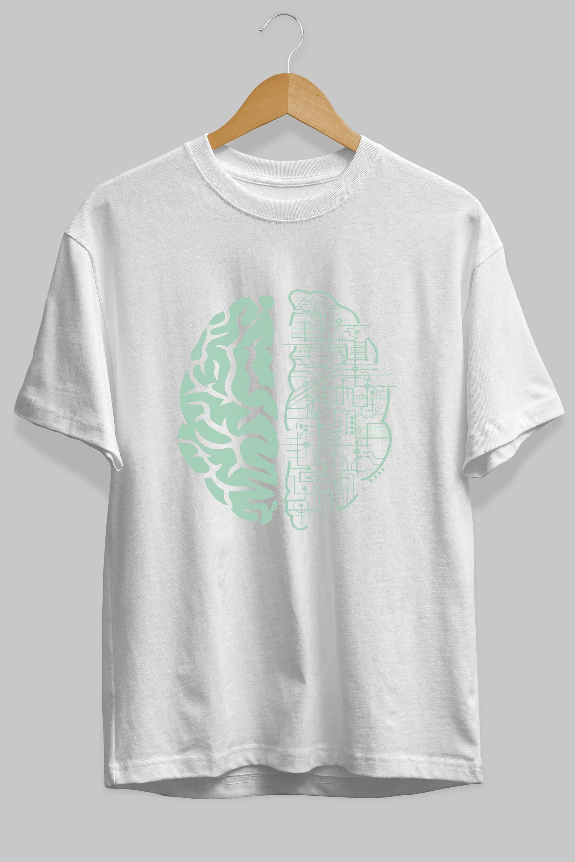 Electric Brain Ön Baskılı Oversize t-shirt %100 pamuk Erkek Kadın Unisex