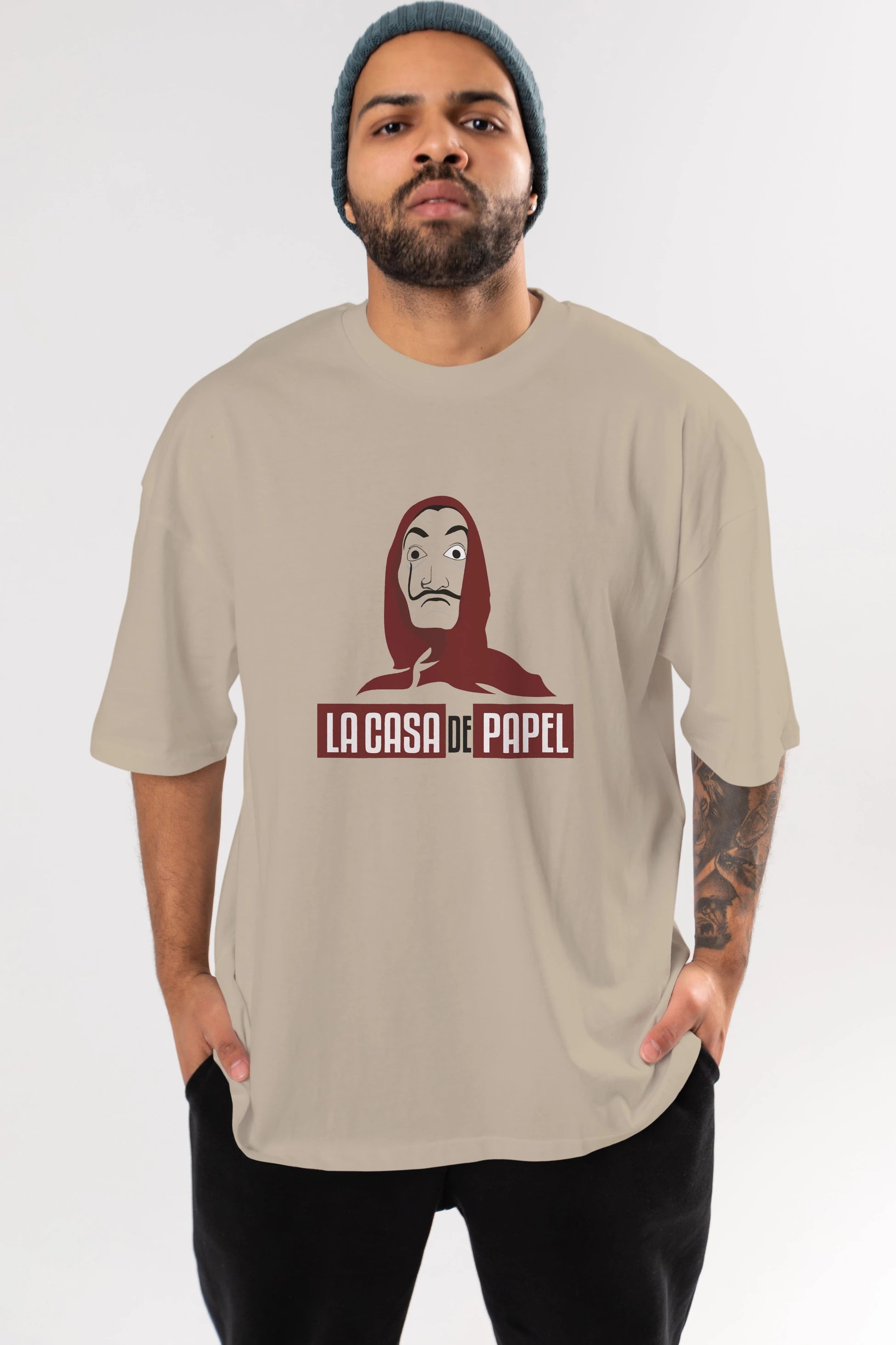 La Casa De Papel (1) Ön Baskılı Oversize t-shirt Erkek Kadın Unisex %100 Pamuk Bisiklet Yaka tişort