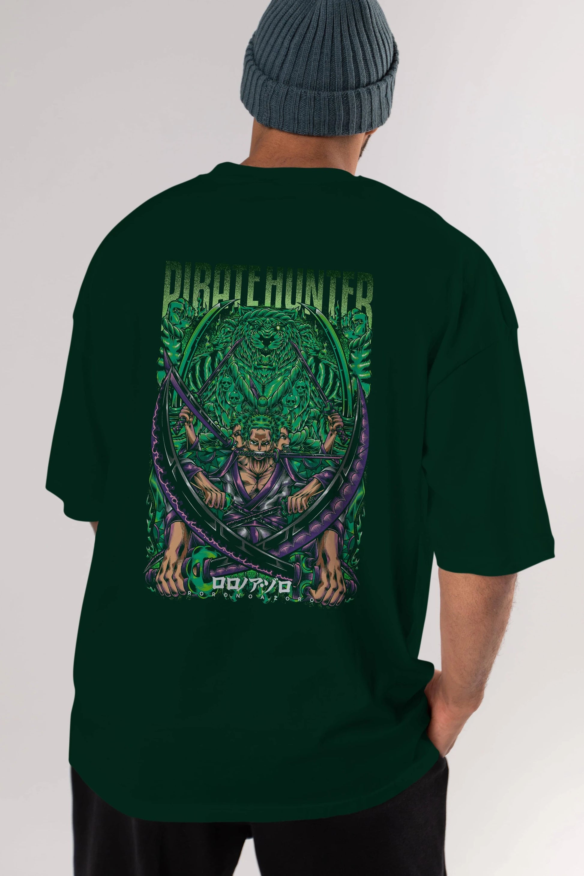 RORONOA ZORO 3 Anime Arka Baskılı Oversize t-shirt Erkek Kadın Unisex