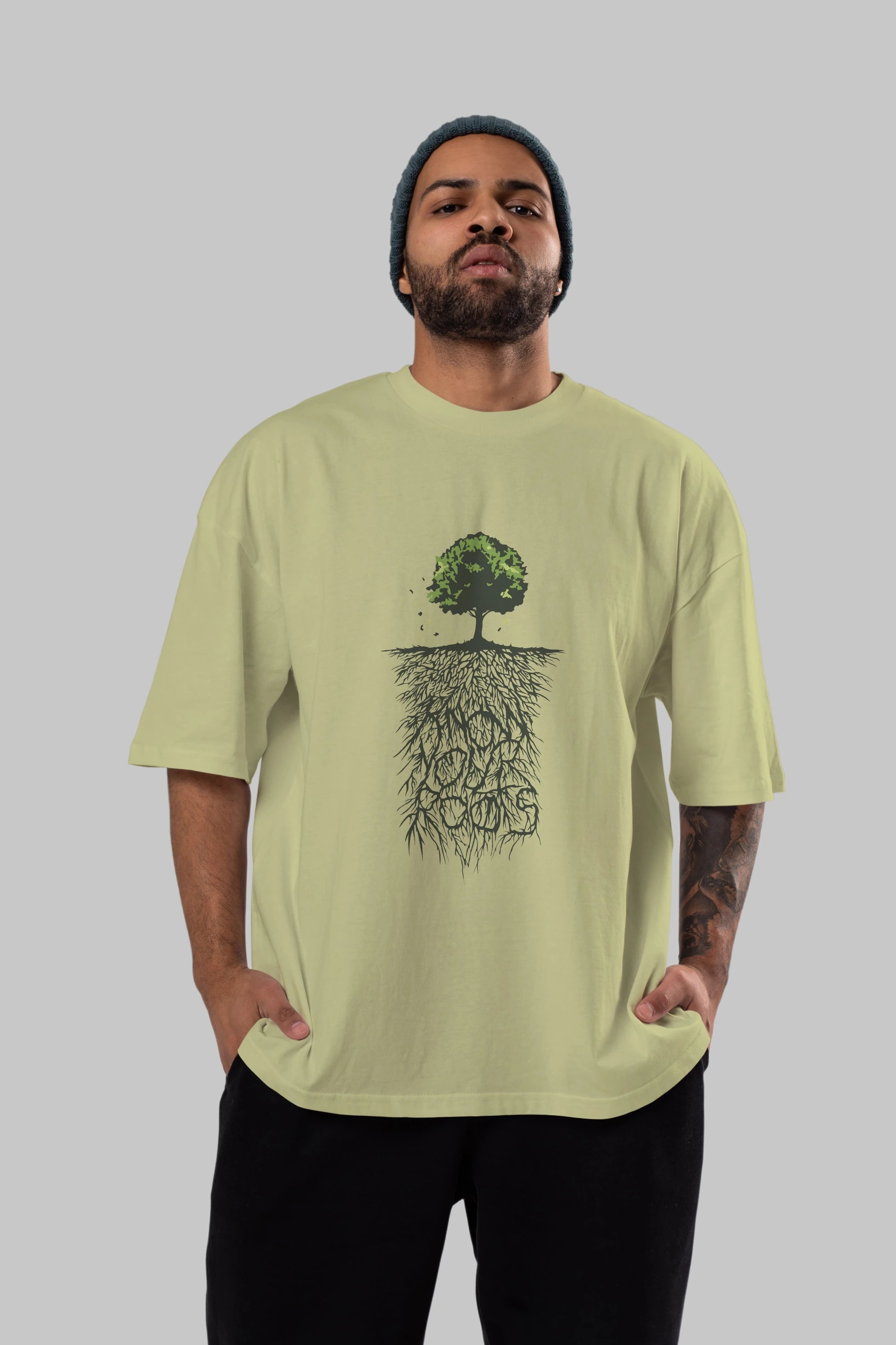 Know Your Roots Ön Baskılı Oversize t-shirt %100 pamuk Erkek Kadın Unisex