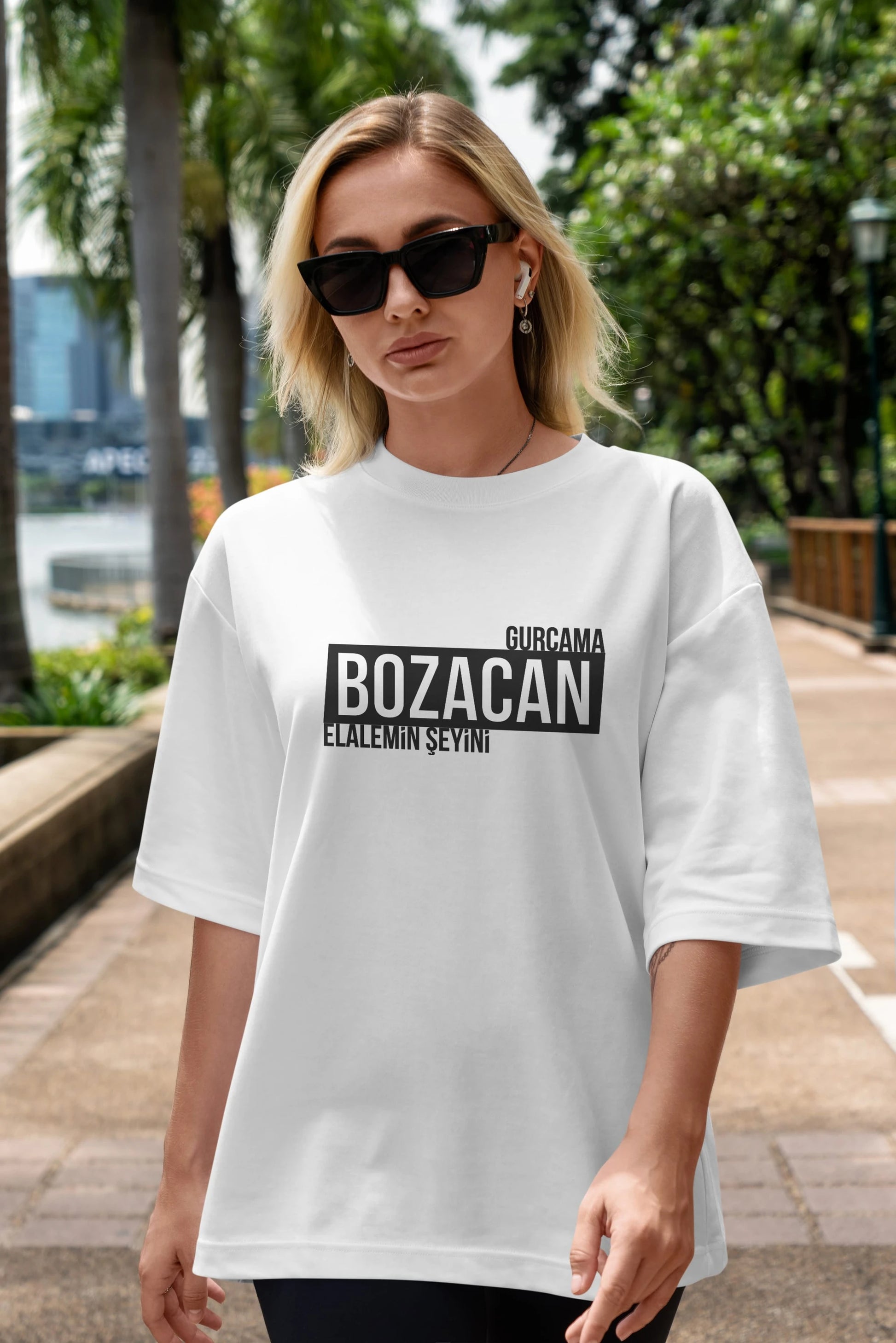 Gurcama Bozacan Elalemin Ön Baskılı Oversize t-shirt %100 pamuk Erkek Kadın Unisex
