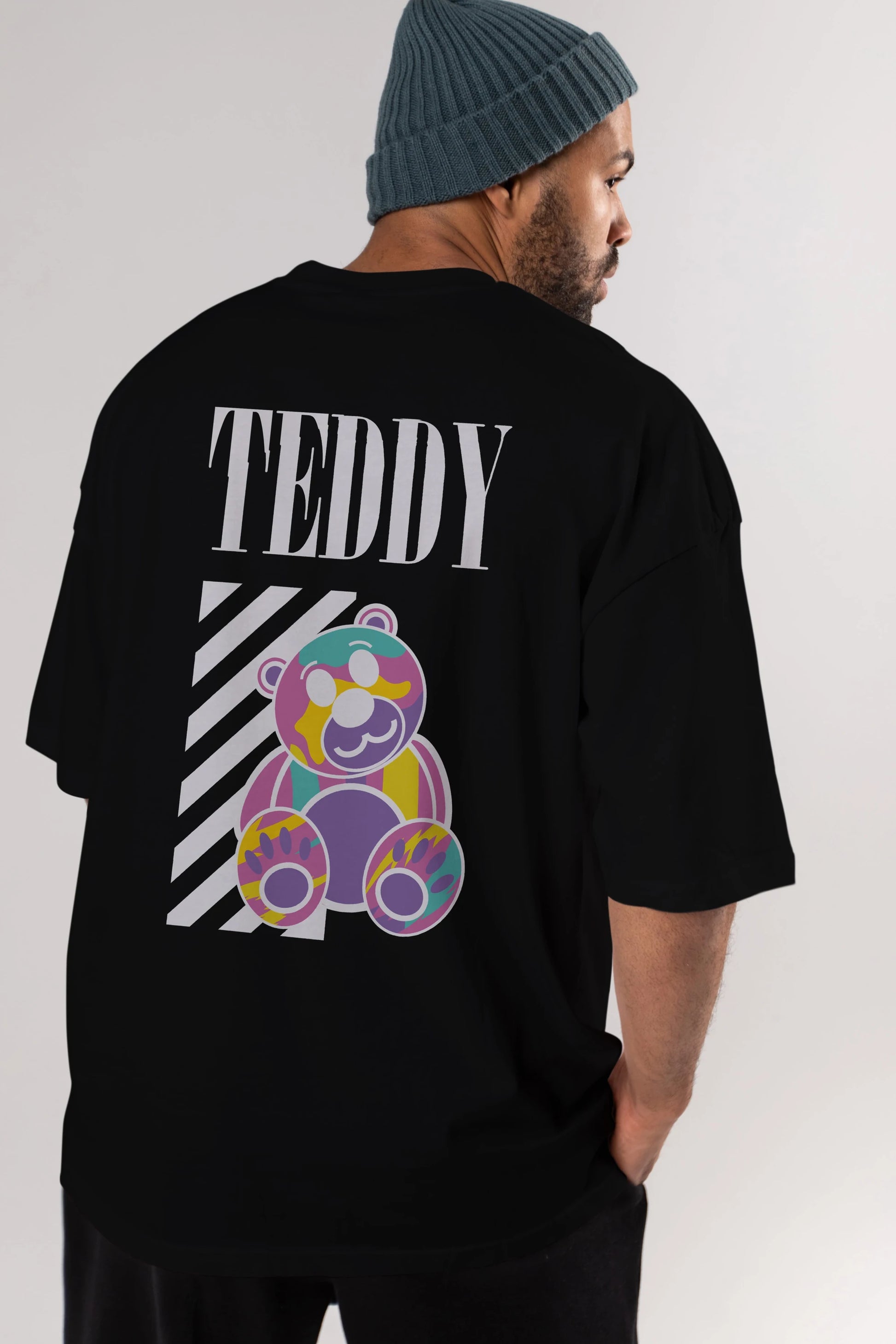 Teddy Bear 2 Arka Baskılı Oversize t-shirt Erkek Kadın Unisex