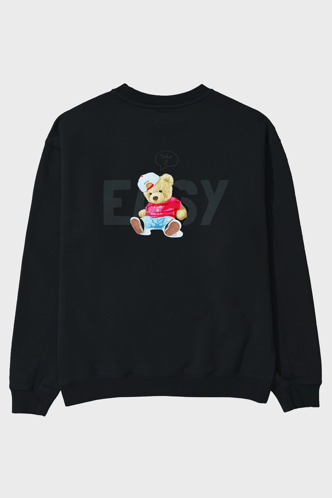 Teddy Bear Easy Arka Baskılı Oversize Sweatshirt Erkek Kadın Unisex