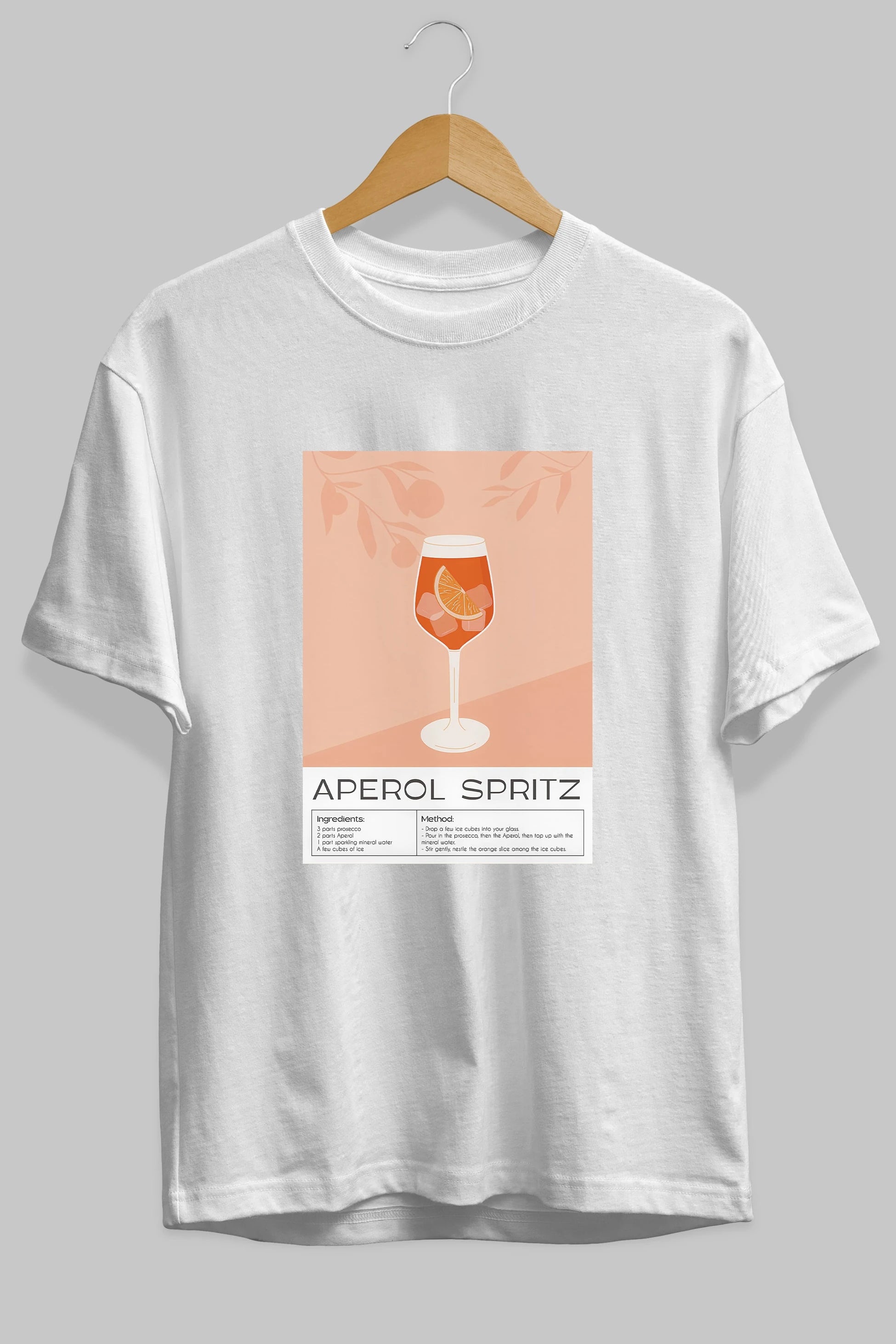 Aperol Spritz 7 Ön Baskılı Oversize t-shirt Erkek Kadın Unisex %100 Pamuk Bisiklet Yaka tişort