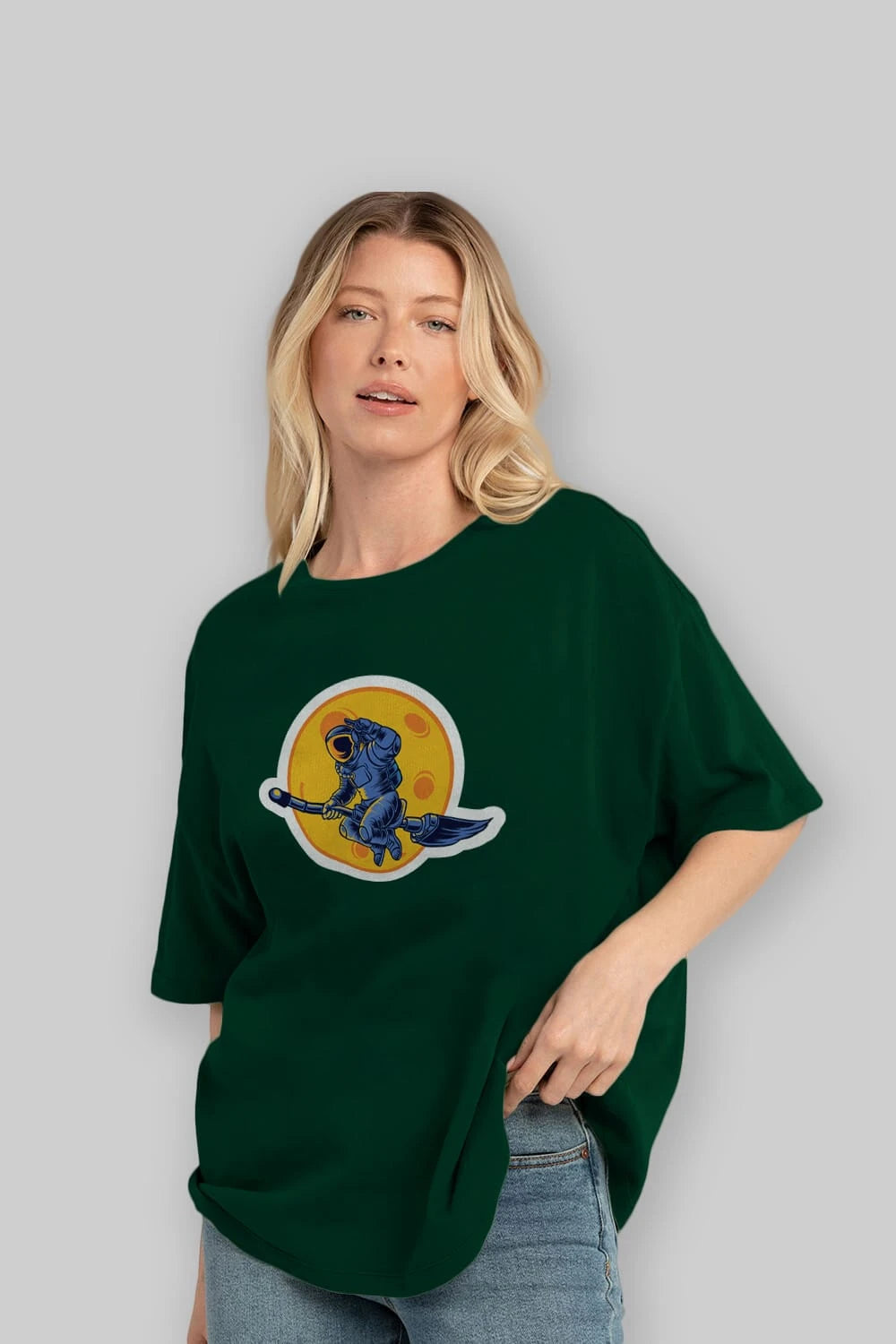 Space Witch Sticker Ön Baskılı Oversize t-shirt Erkek Kadın Unisex