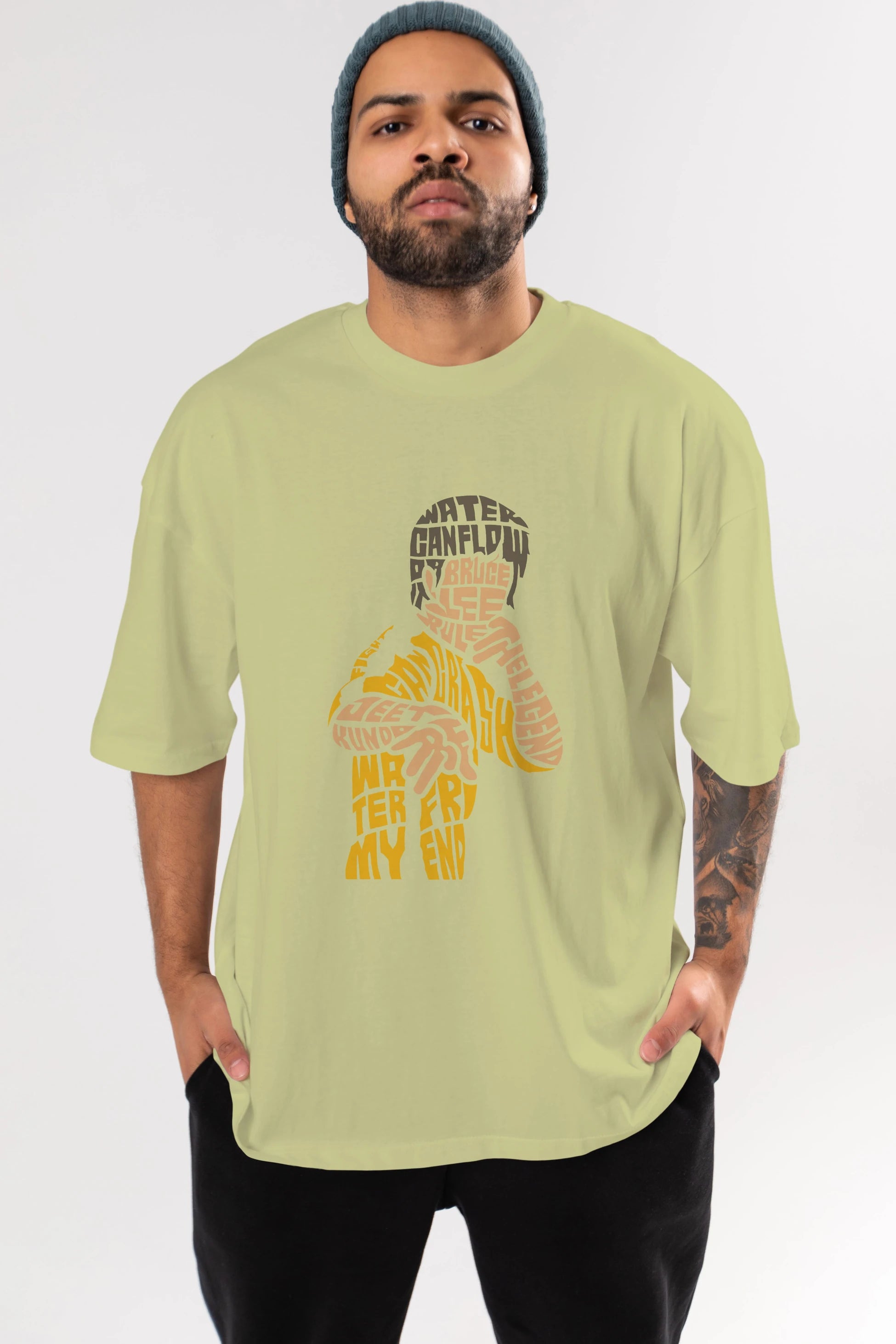 Bruce Lee Ön Baskılı Oversize t-shirt %100 pamuk Erkek Kadın Unisex