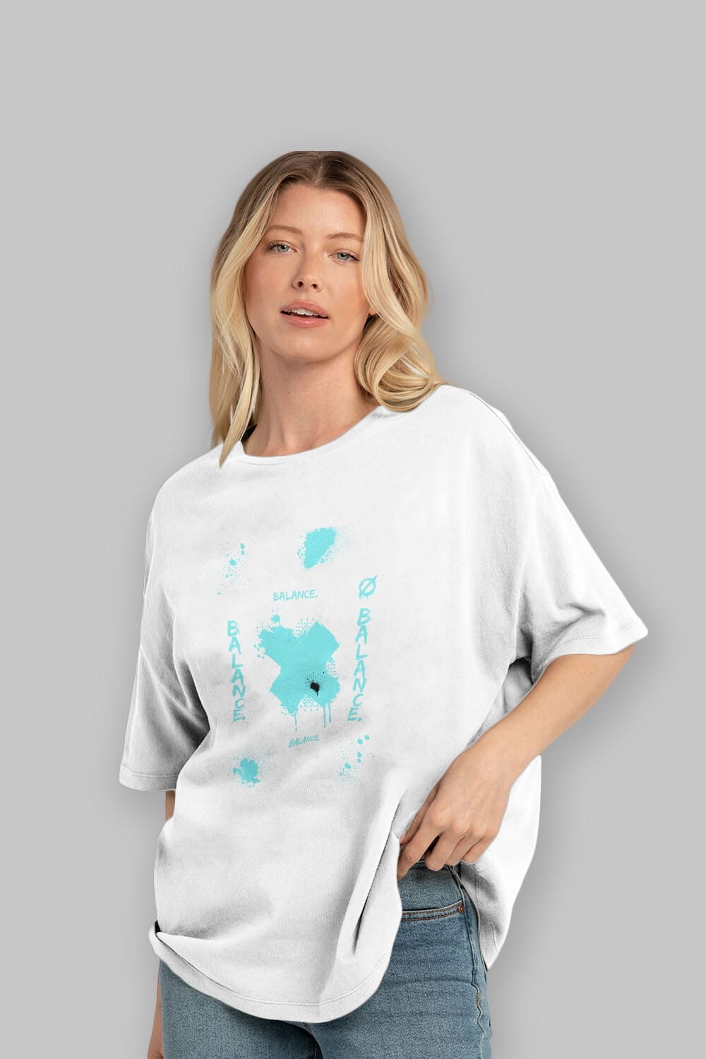 Balance Balance Yazılı Ön Baskılı Oversize t-shirt Erkek Kadın Unisex