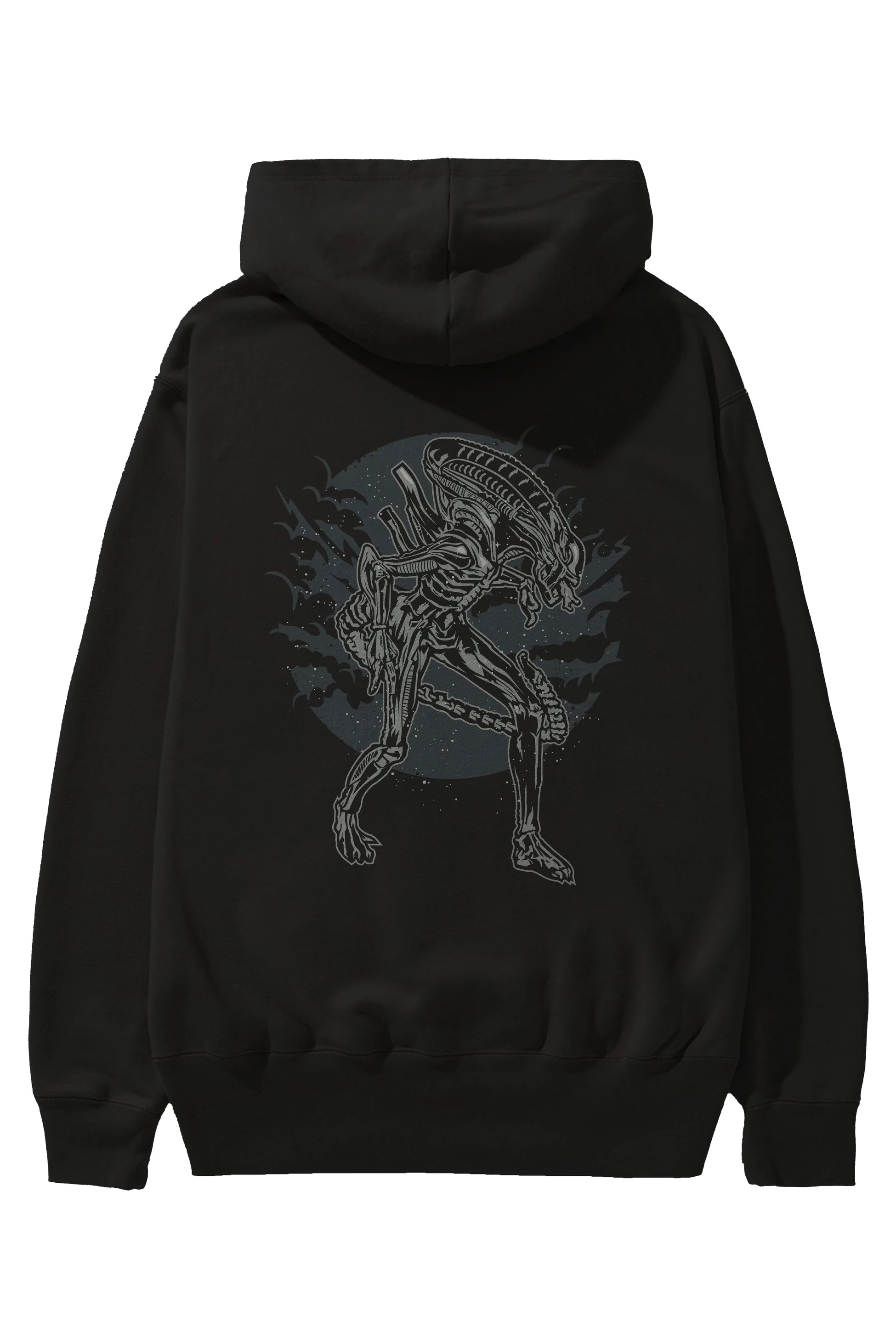 Xenomorph Arka Baskılı Hoodie Oversize Kapüşonlu Sweatshirt Erkek Kadın Unisex
