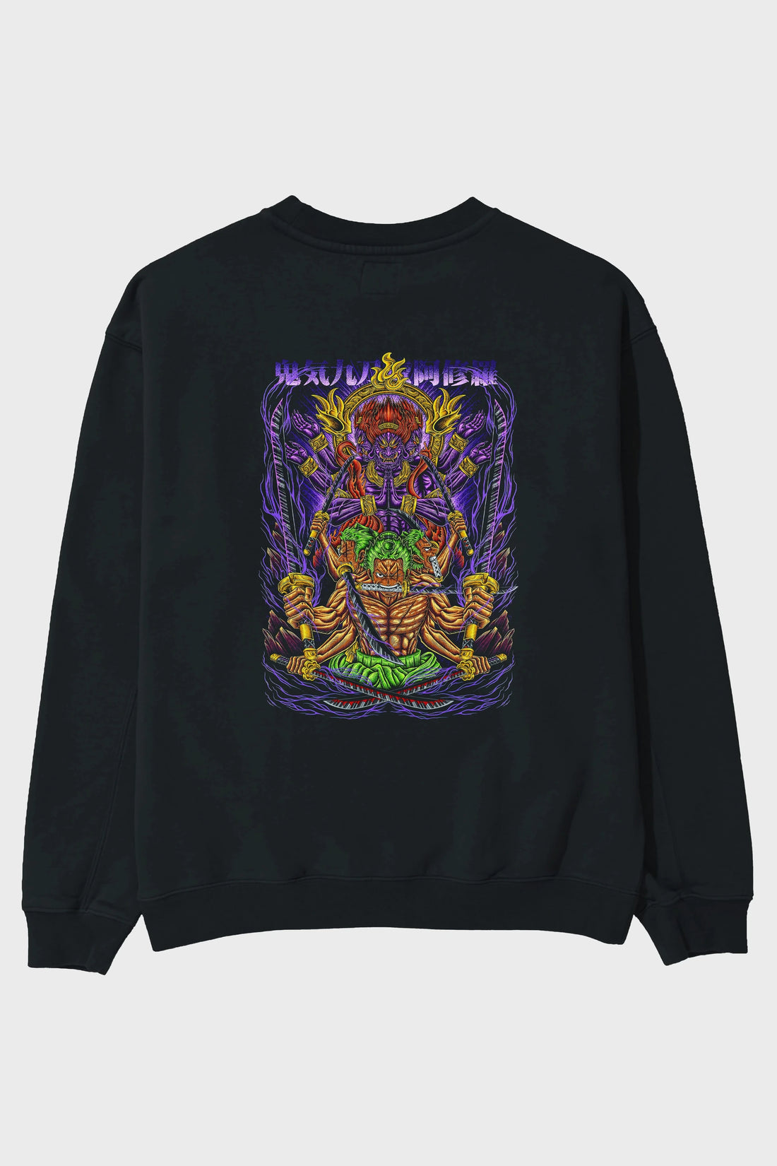 RORONOA ZORO 2 Anime Arka Baskılı Oversize Sweatshirt Erkek Kadın Unisex