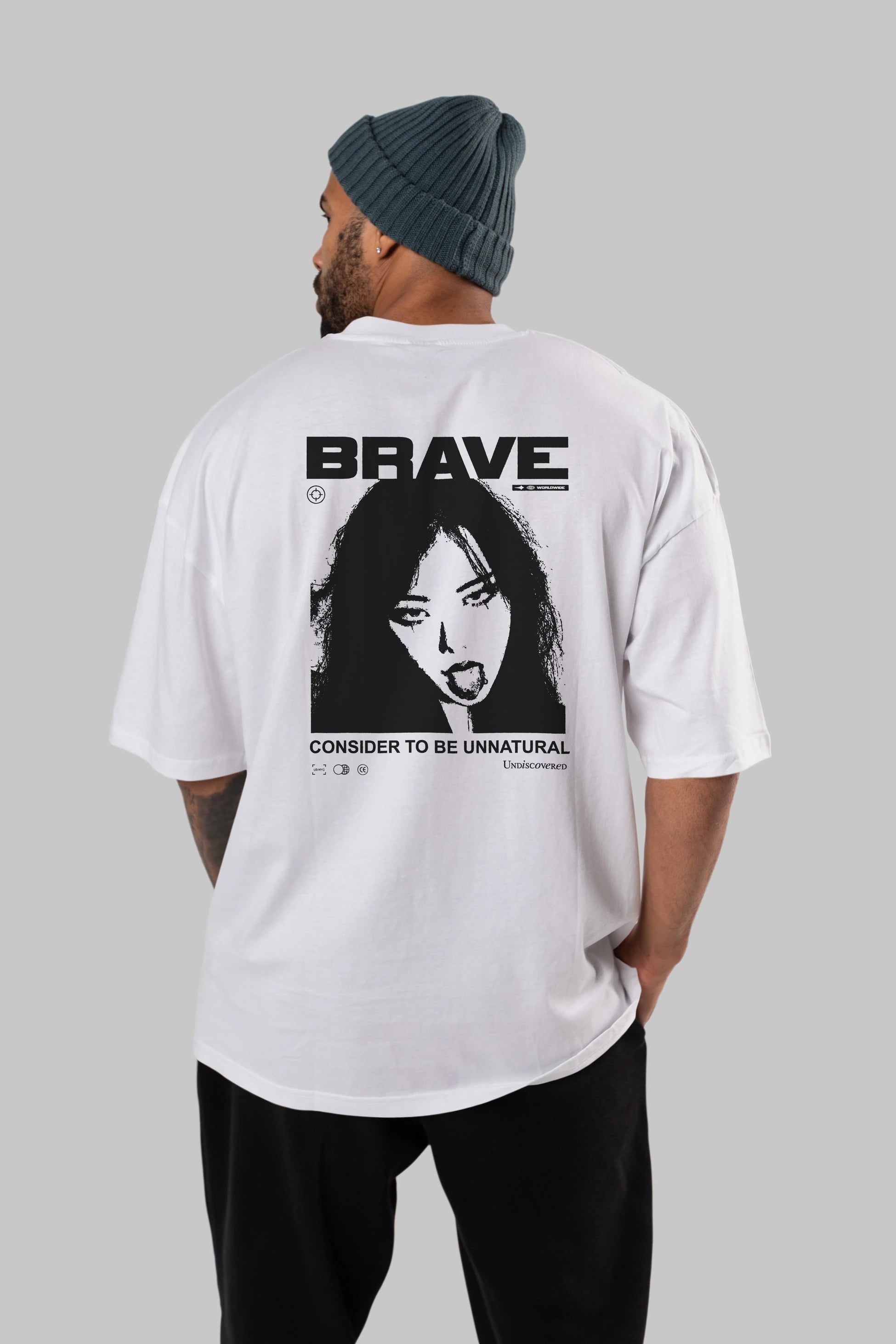 Brave Arka Baskılı Oversize t-shirt Erkek Kadın Unisex