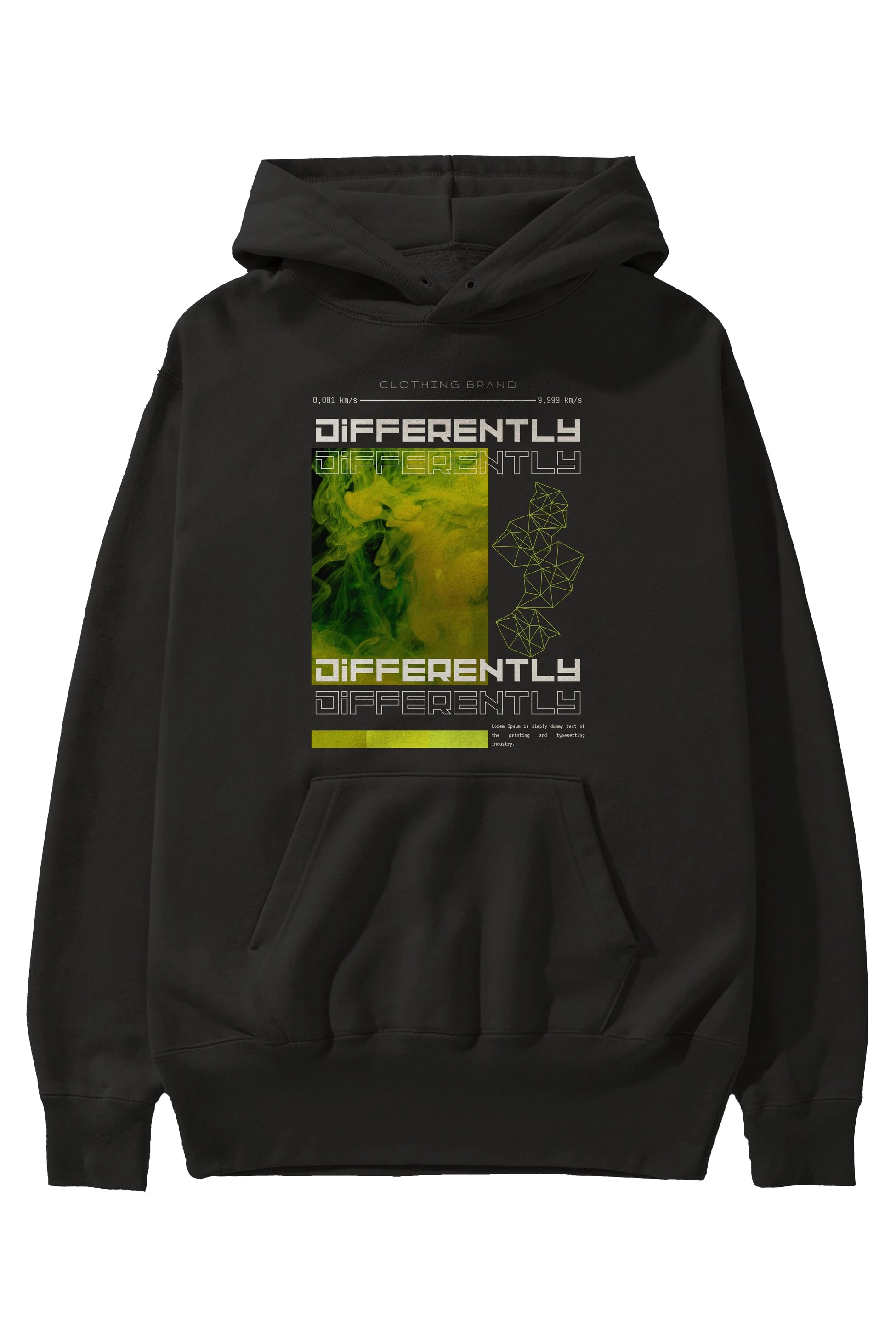 Differently Yazılı Ön Baskılı Oversize Hoodie Kapüşonlu Sweatshirt Erkek Kadın Unisex