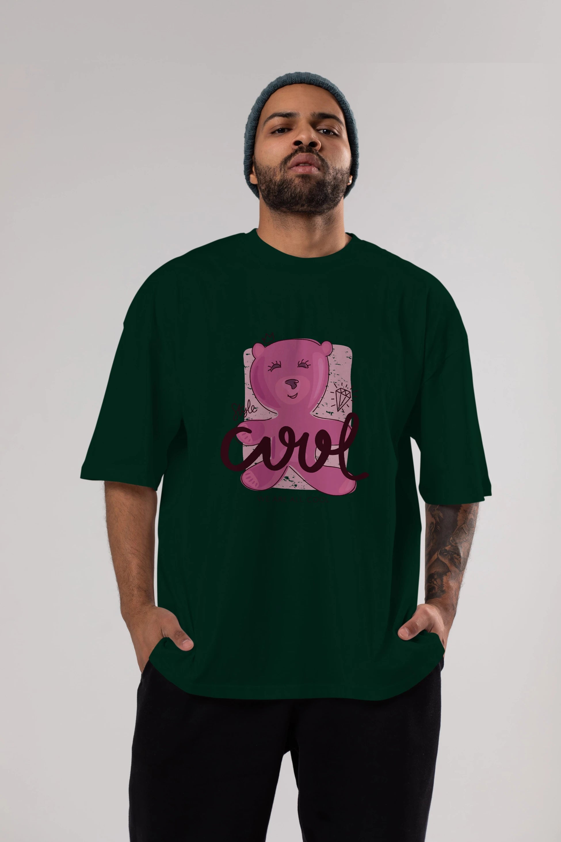 Cool Style Bear Ön Baskılı Oversize t-shirt Erkek Kadın Unisex