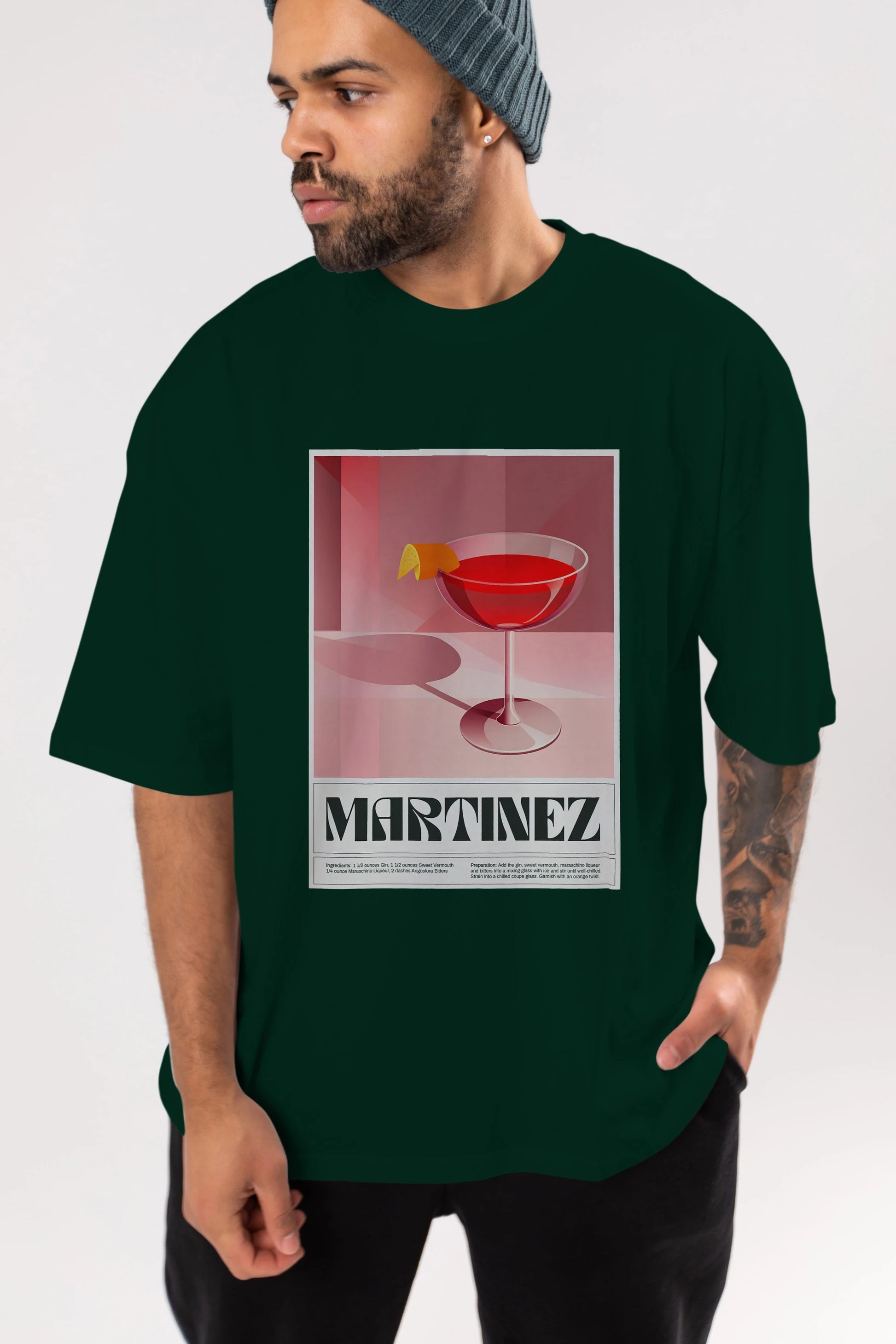 Martinez Ön Baskılı Oversize t-shirt Erkek Kadın Unisex %100 Pamuk Bisiklet Yaka tişort