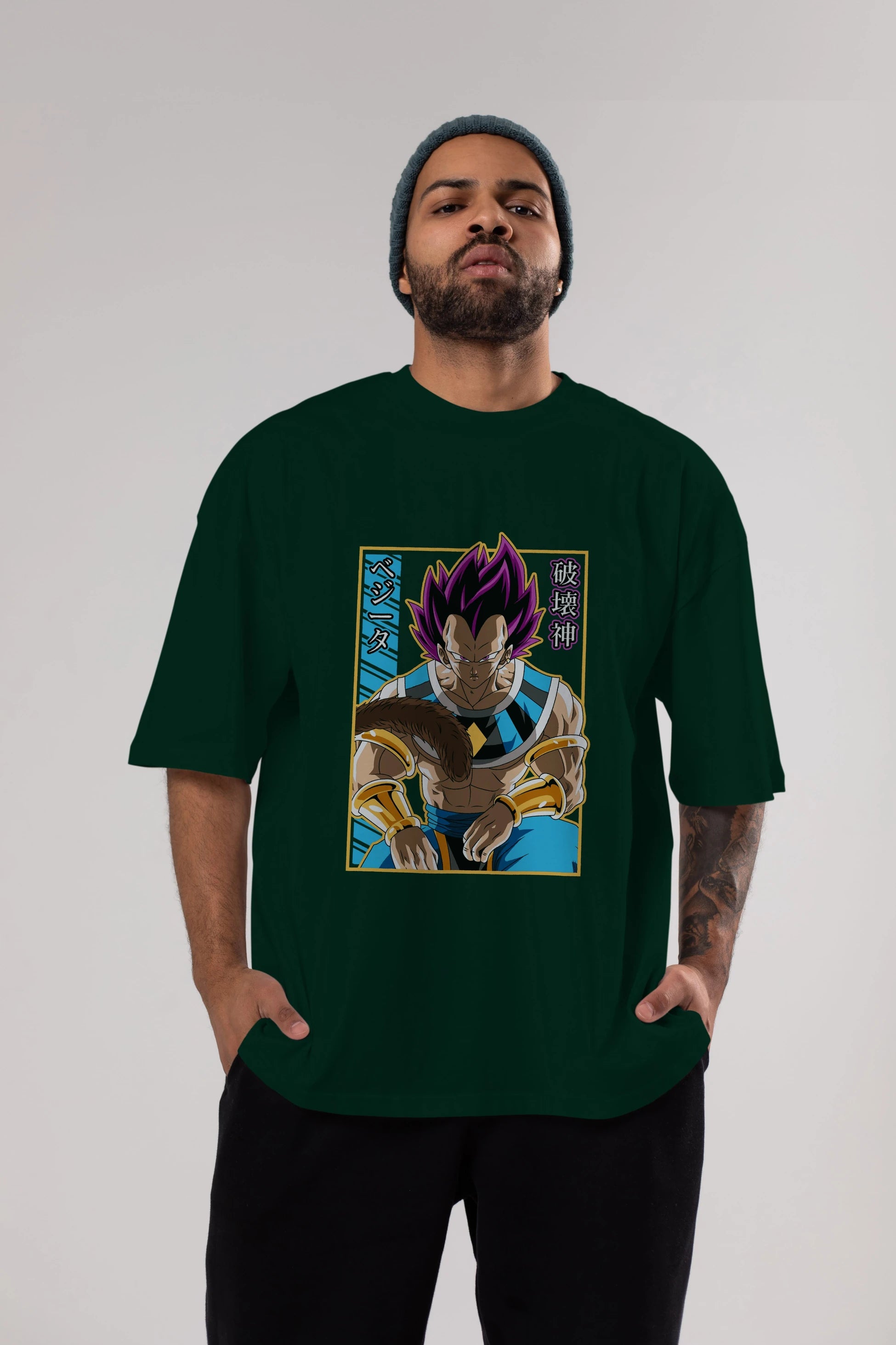 DragonBall VegetaHakaishin Anime Ön Baskılı Oversize t-shirt %100 pamuk Erkek Kadın Unisex