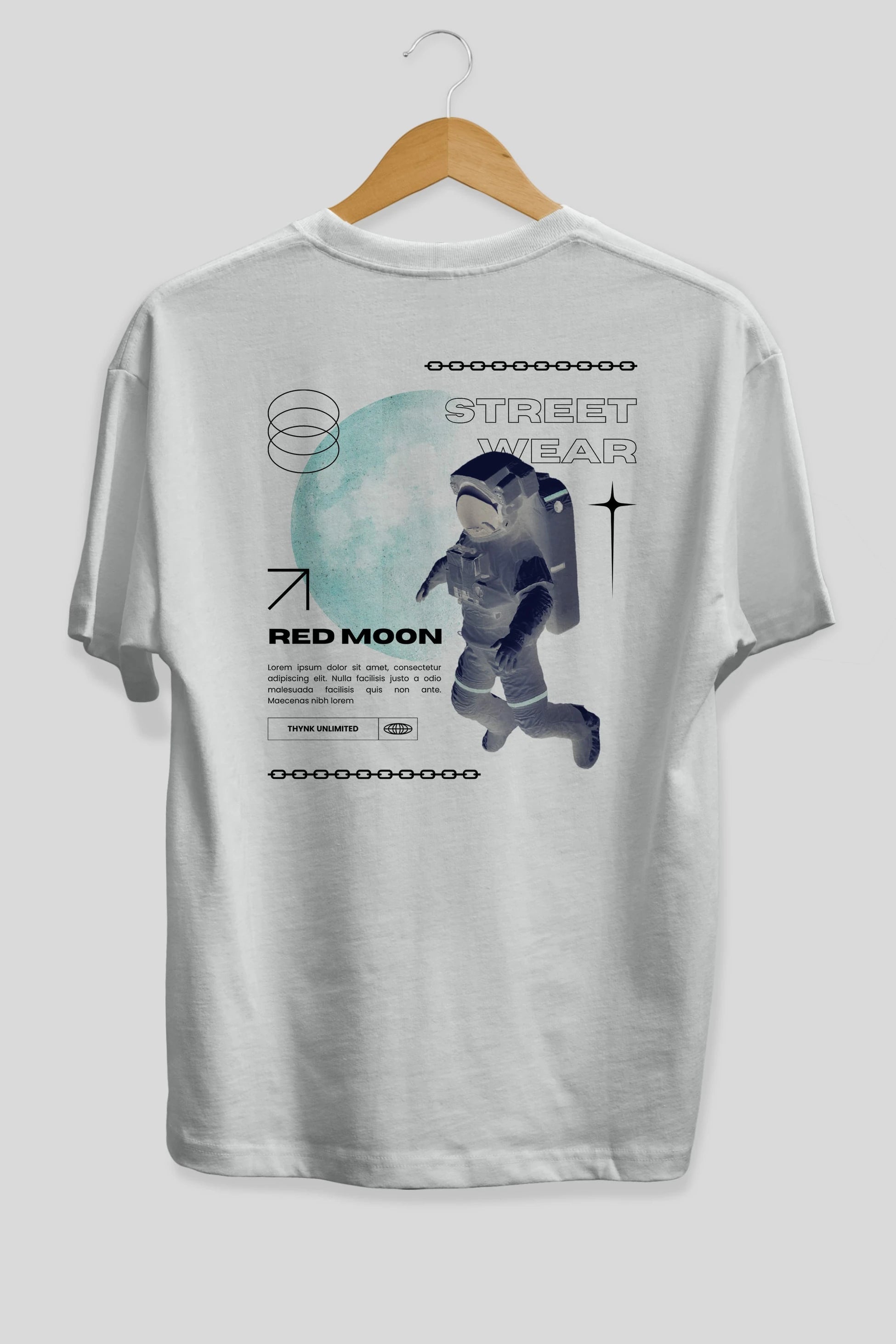 Red Moon Streetwear Arka Baskılı Oversize t-shirt Erkek Kadın Unisex