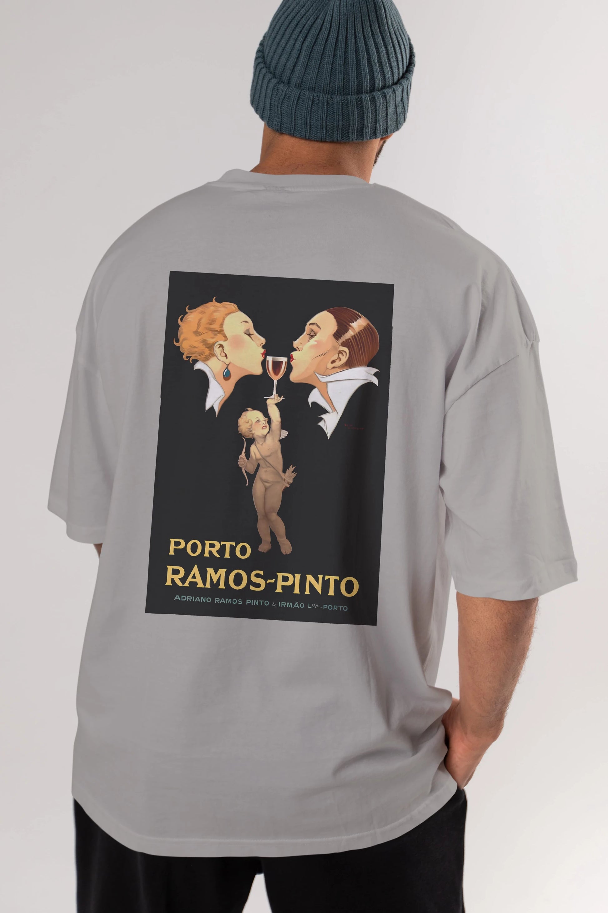 Porto Ramos Pinto Arka Baskılı Oversize t-shirt Erkek Kadın Unisex %100 Pamuk Bisiklet Yaka tişort